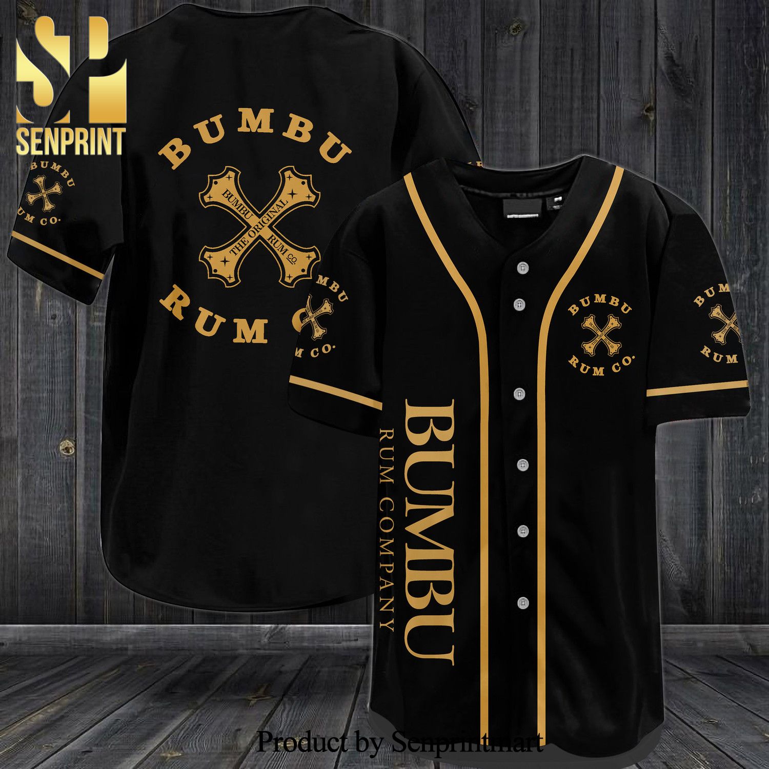 Bumbu Rum Co All Over Print Unisex Baseball Jersey – Black