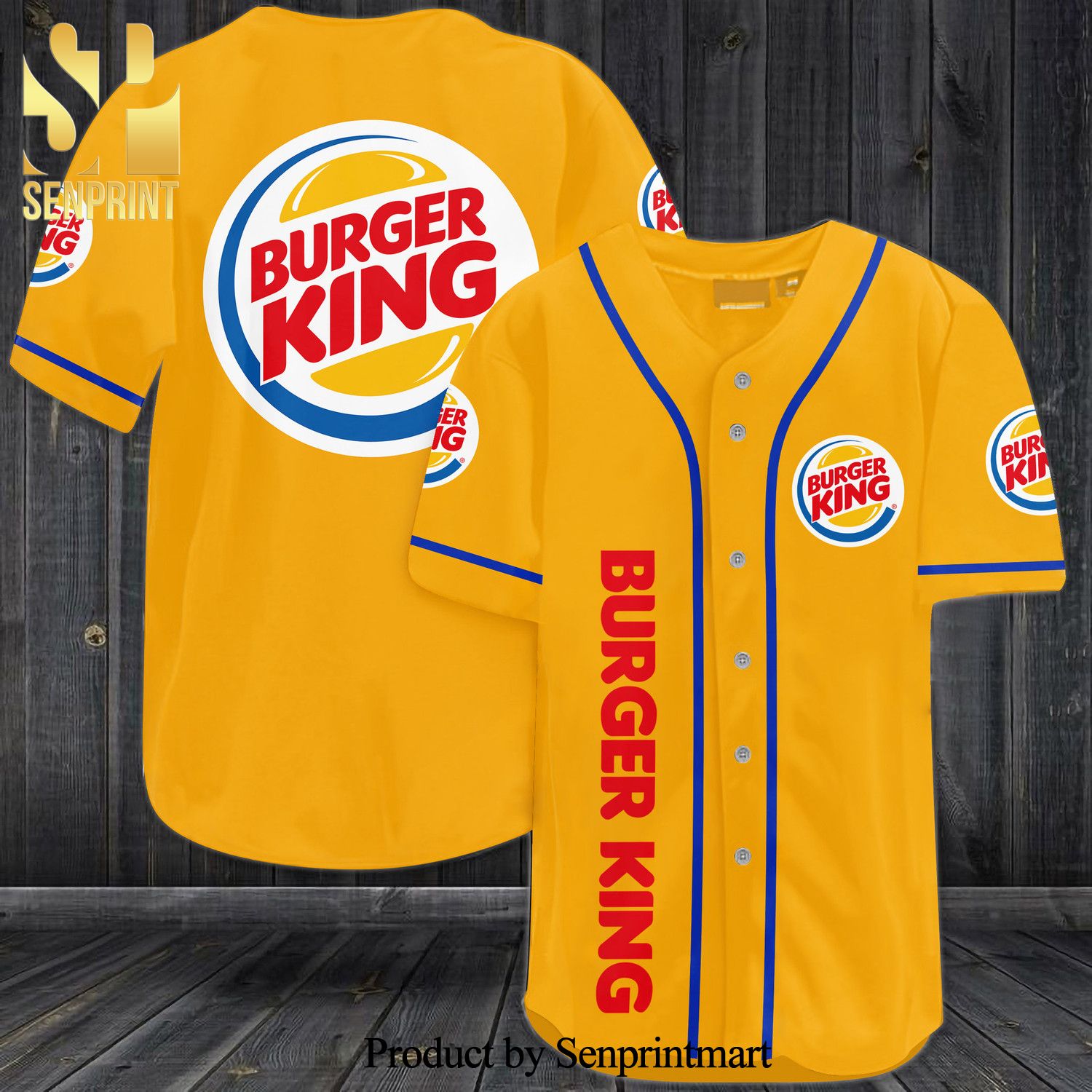 Burger King All Over Print Baseball Jersey – Yellow