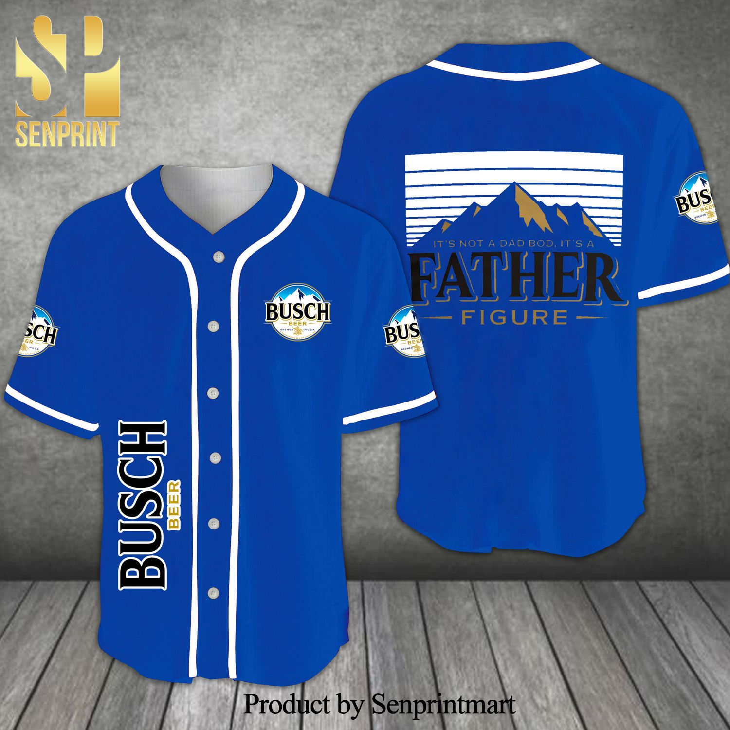 Busch Beer Father Figure All Over Print Unisex Baseball Jersey – Blue