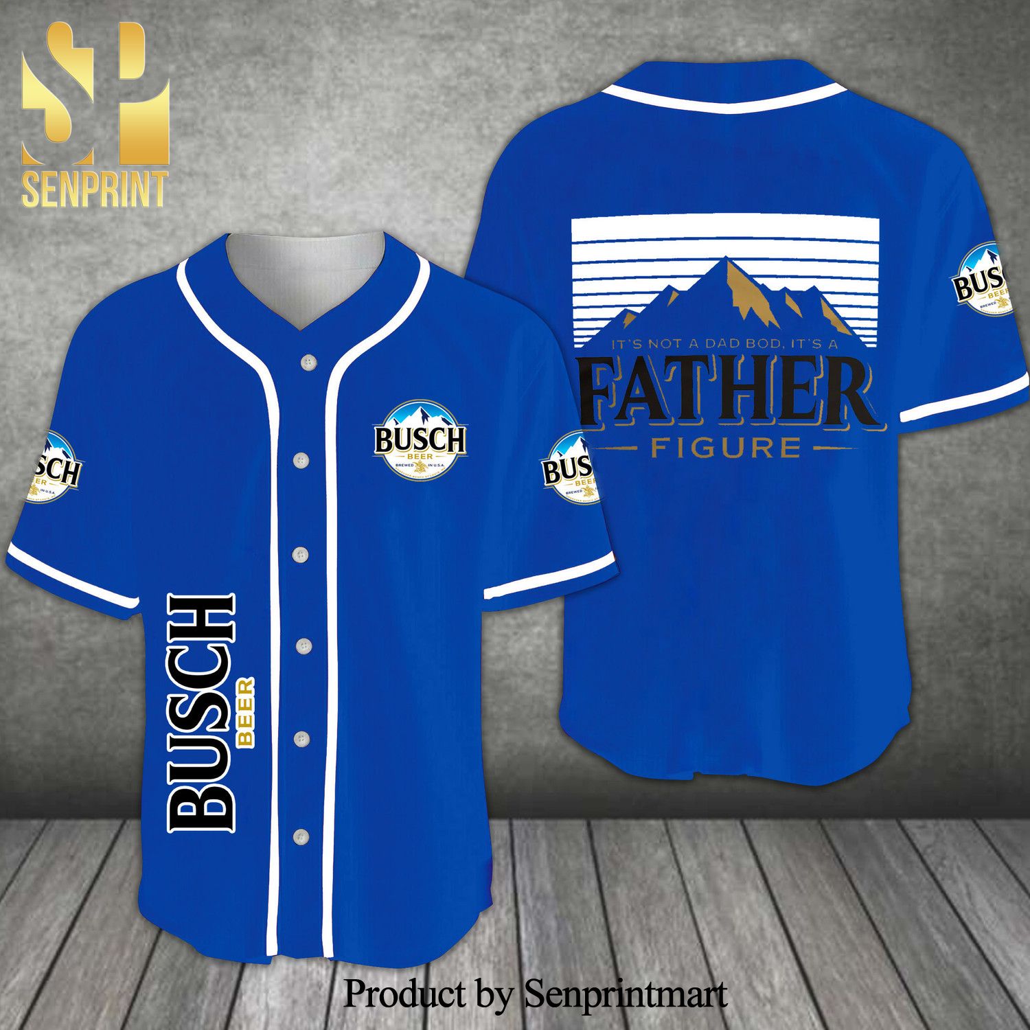 Busch Beer Father Figure All Over Print Unisex Baseball Jersey – Ocean Blue