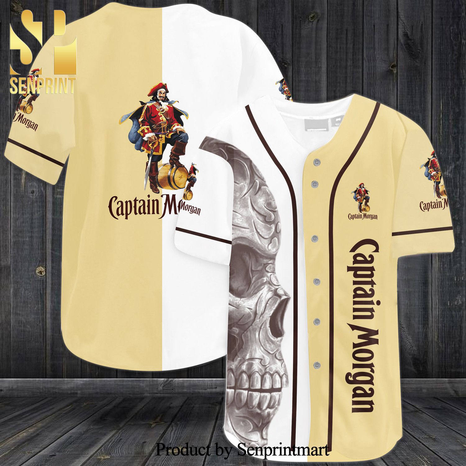 Captain Morgan Skull All Over Print Baseball Jersey