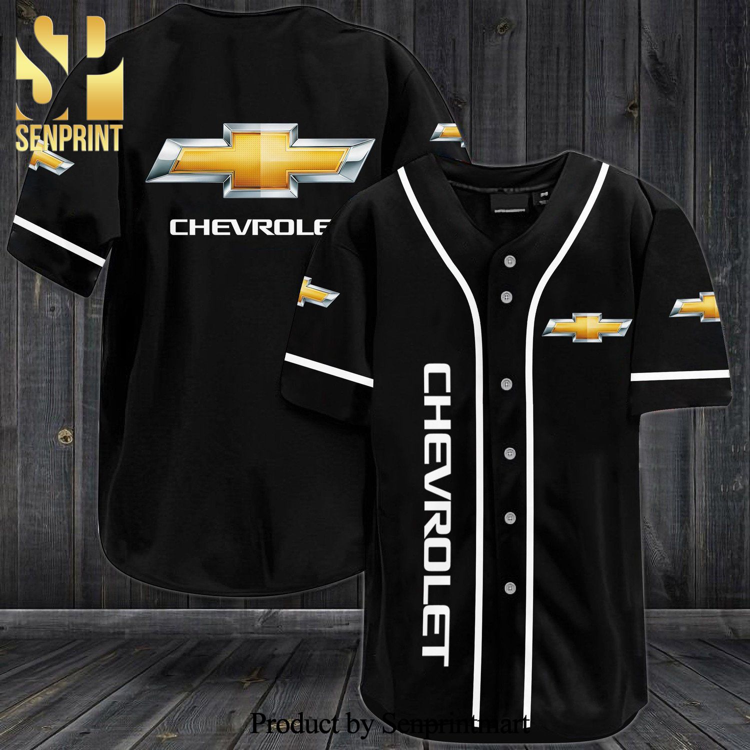 Chevrolet All Over Print Baseball Jersey – Black
