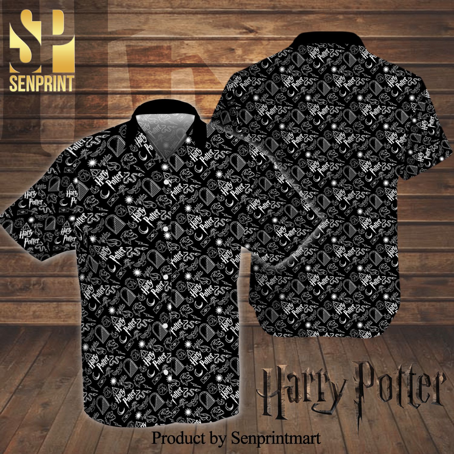 Harry Potter Full Printing Hawaiian Shirt – Black