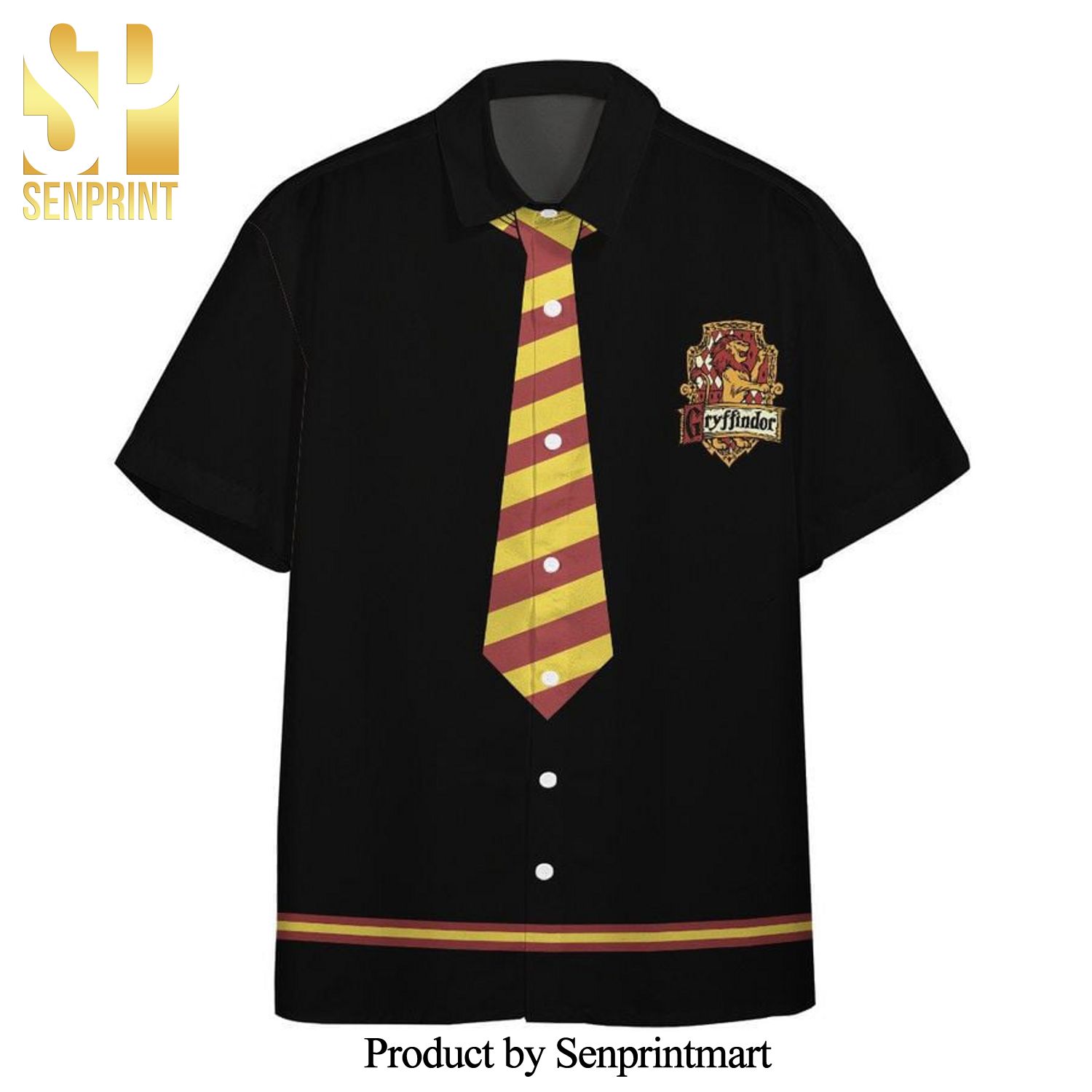 Harry Potter Gryffindor Crest Uniform Full Printing Hawaiian Shirt – Black