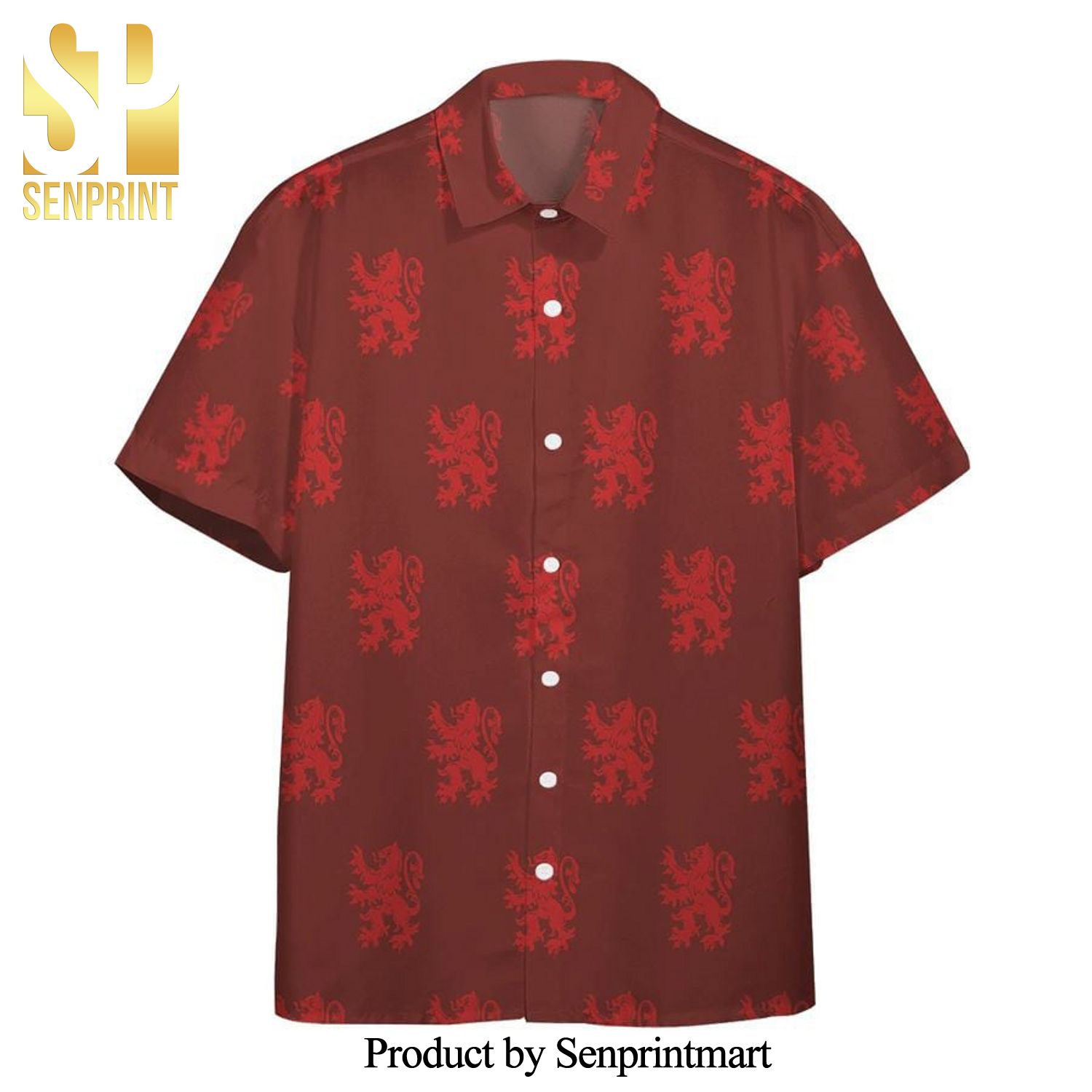 Harry Potter Gryffindor House Logo Pattern Full Printing Hawaiian Shirt – Red