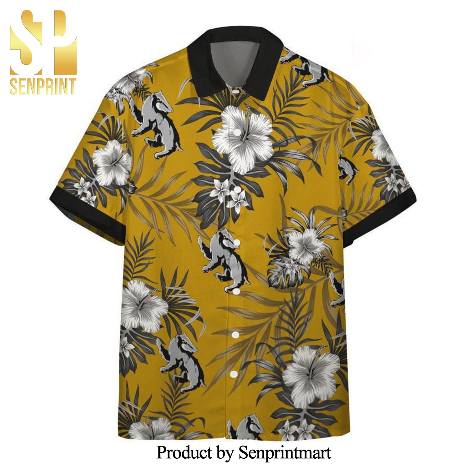 Harry Potter Hufflepuff Hibiscus Full Printing Hawaiian Shirt – Yellow