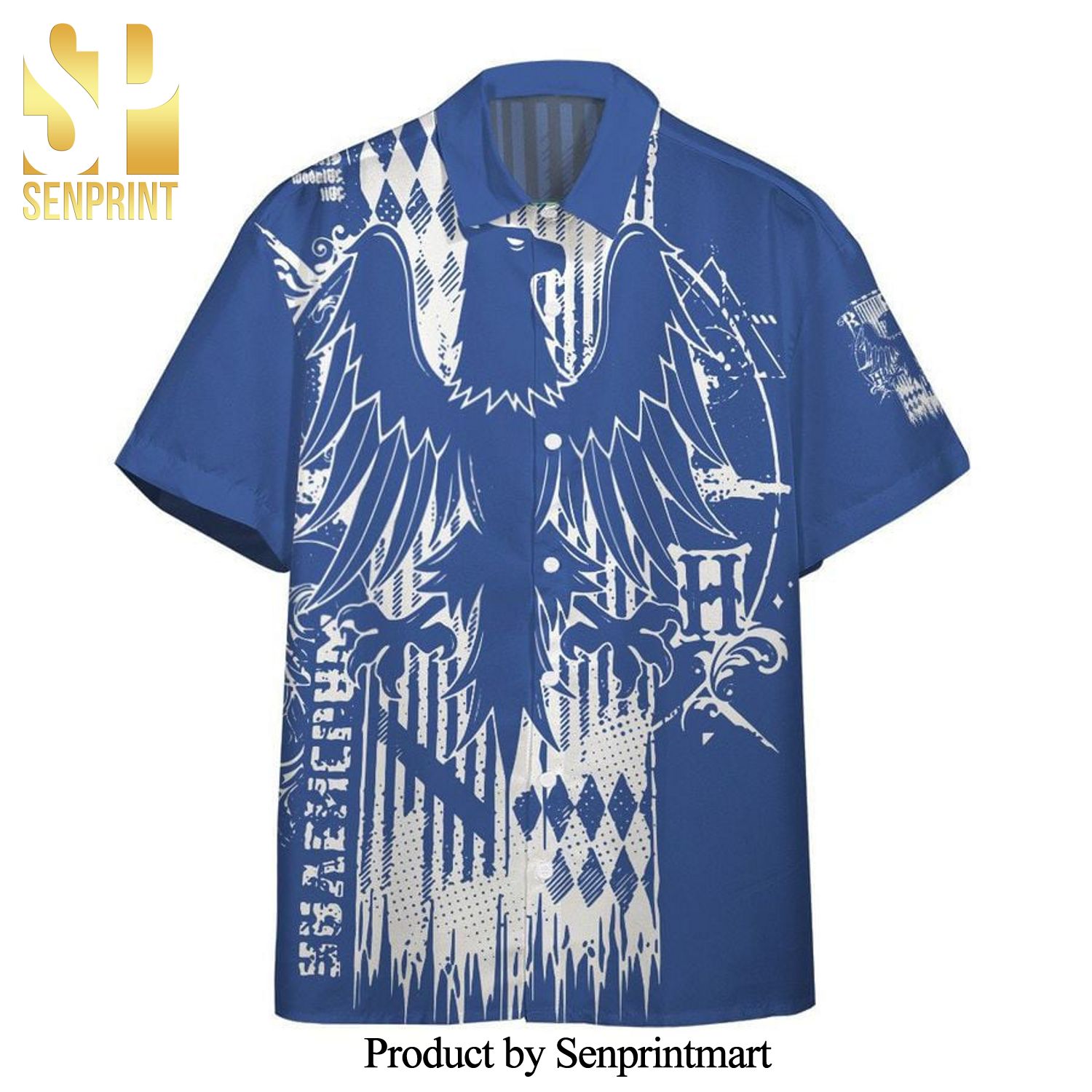 Harry Potter Ravenclaw White Eagle Full Printing Hawaiian Shirt – Blue