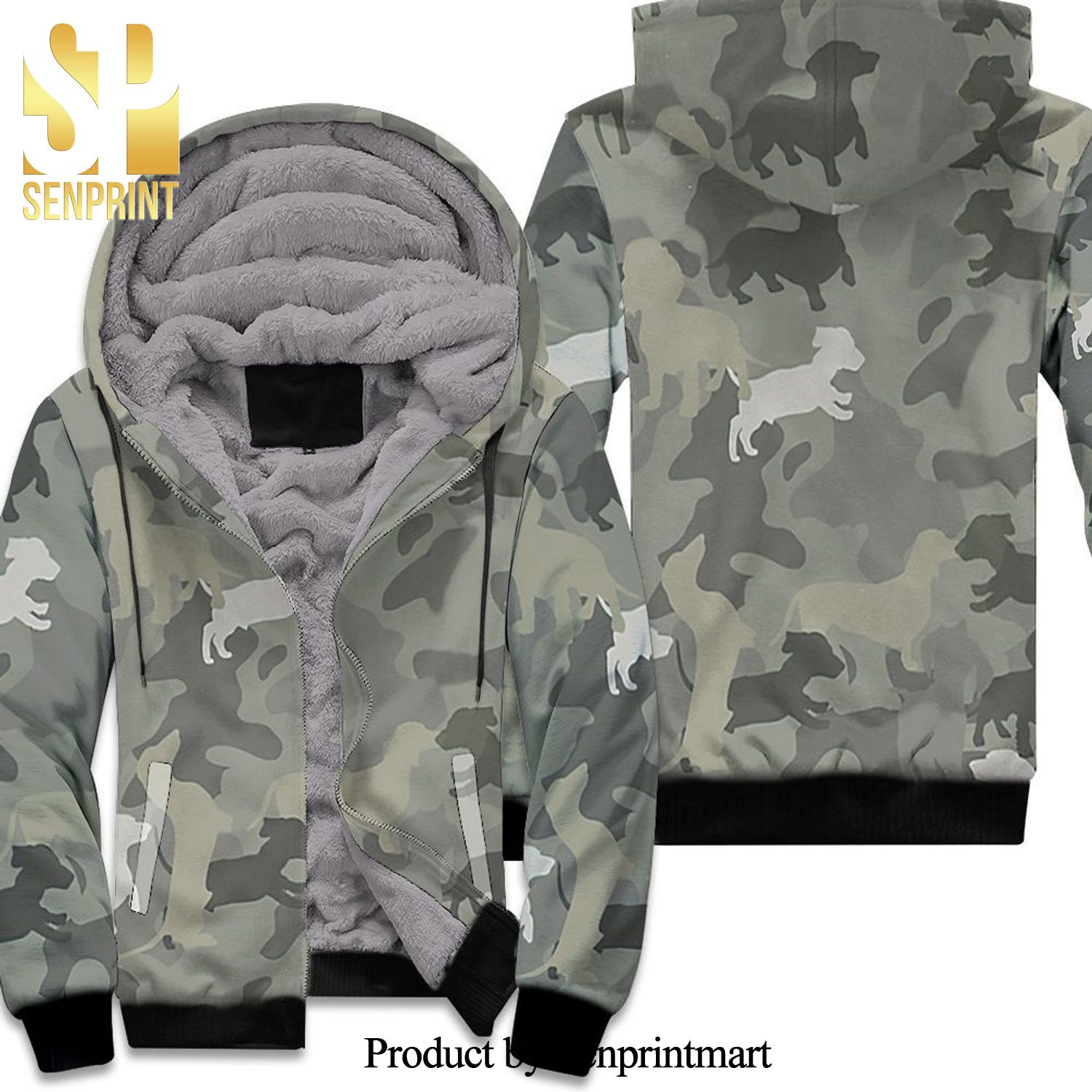 Dachshund Pattern Camouflage Style For Dog Lover Sweater Hoodie Awesome Outfit Unisex Fleece Hoodie