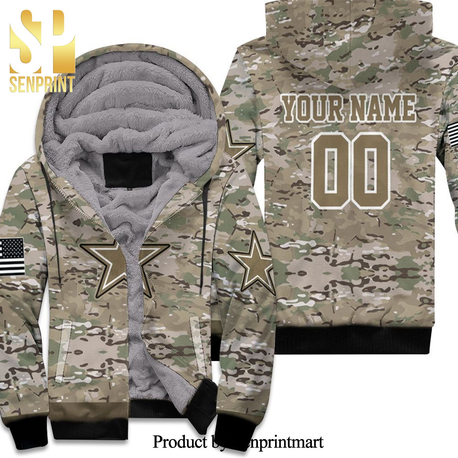 Dallas Cowboys Camourflage Veteran Best Combo 3D Unisex Fleece Hoodie