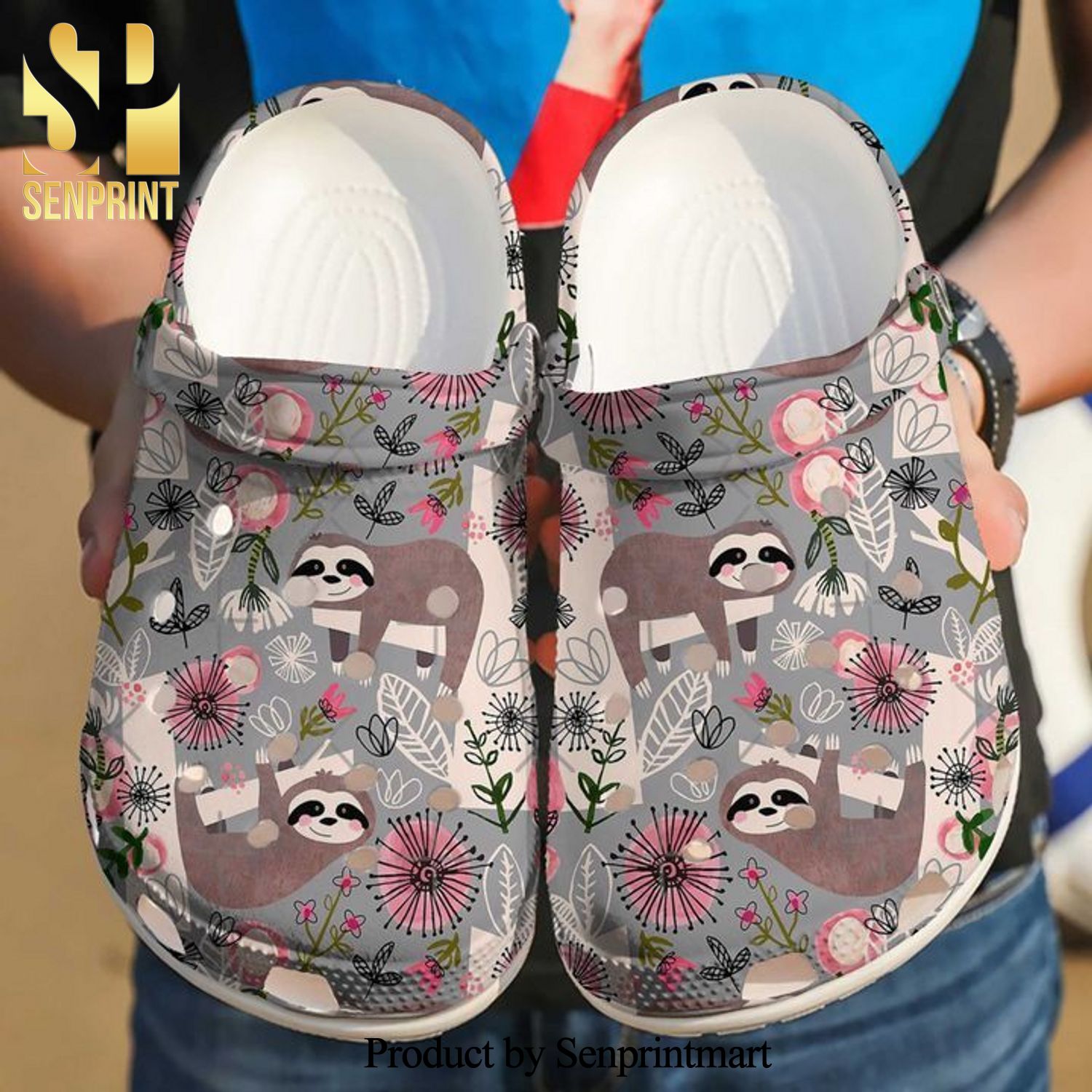 Sloth Florals 105 Gift For Lover Rubber Crocs Crocband Clog