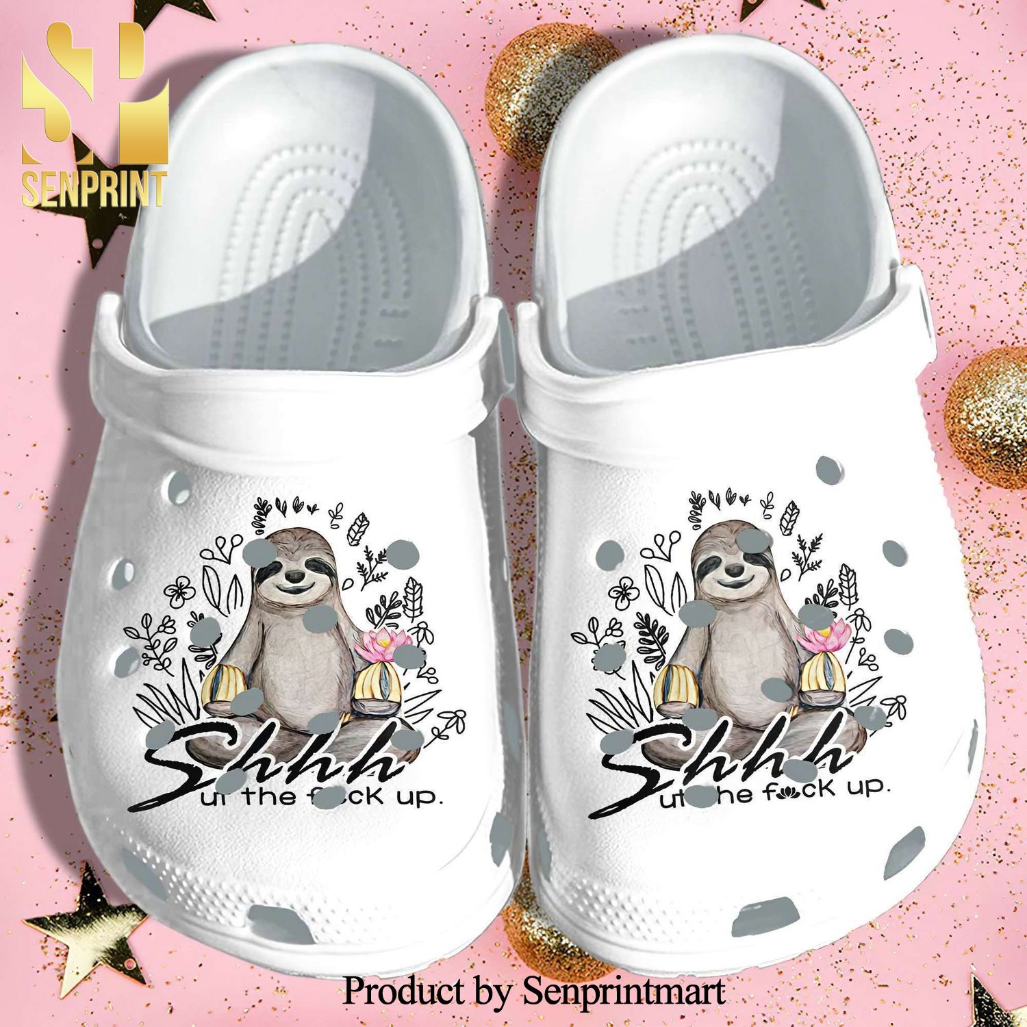 Sloth Peace Yoga Funny Full Printing Crocs Crocband In Unisex Adult Shoes