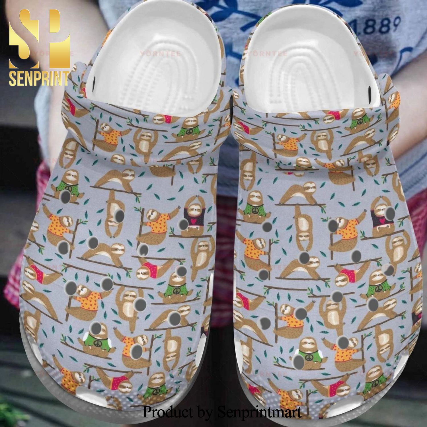Sloth Yoga 5 Fashion Style Gift For Lover Full Printed Crocs Crocband Clog