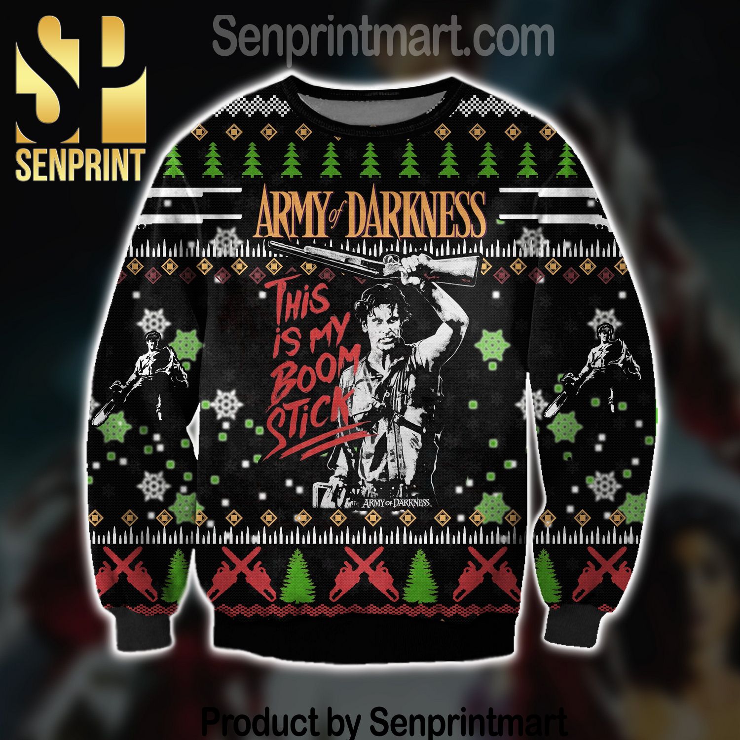 Army Of Darkness CINT10295 -1 Holiday Time All Over Print Knitting Pattern Ugly Christmas Sweater