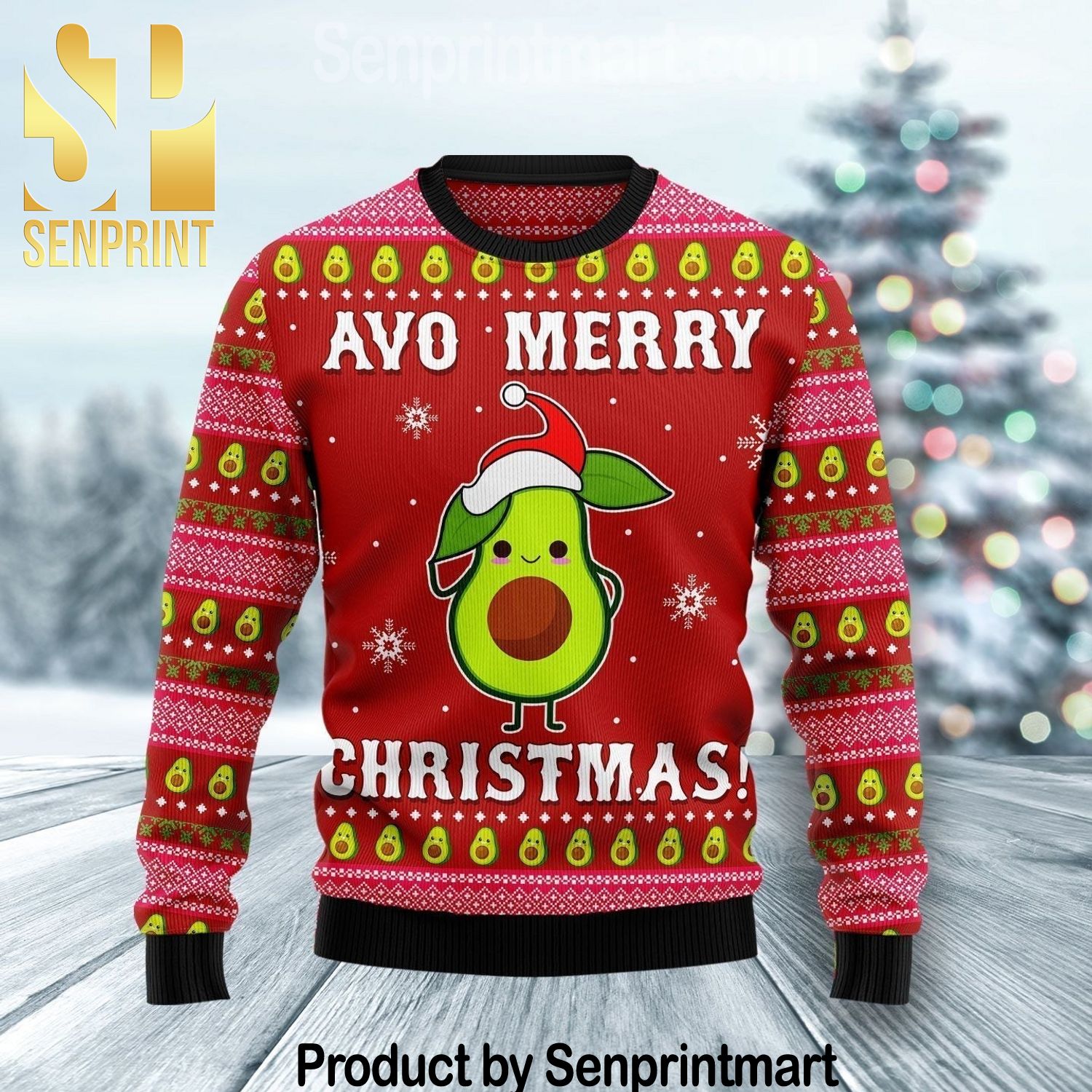 Avo Merry Christmas Chirtmas Time Wool Knitted Ugly Sweater