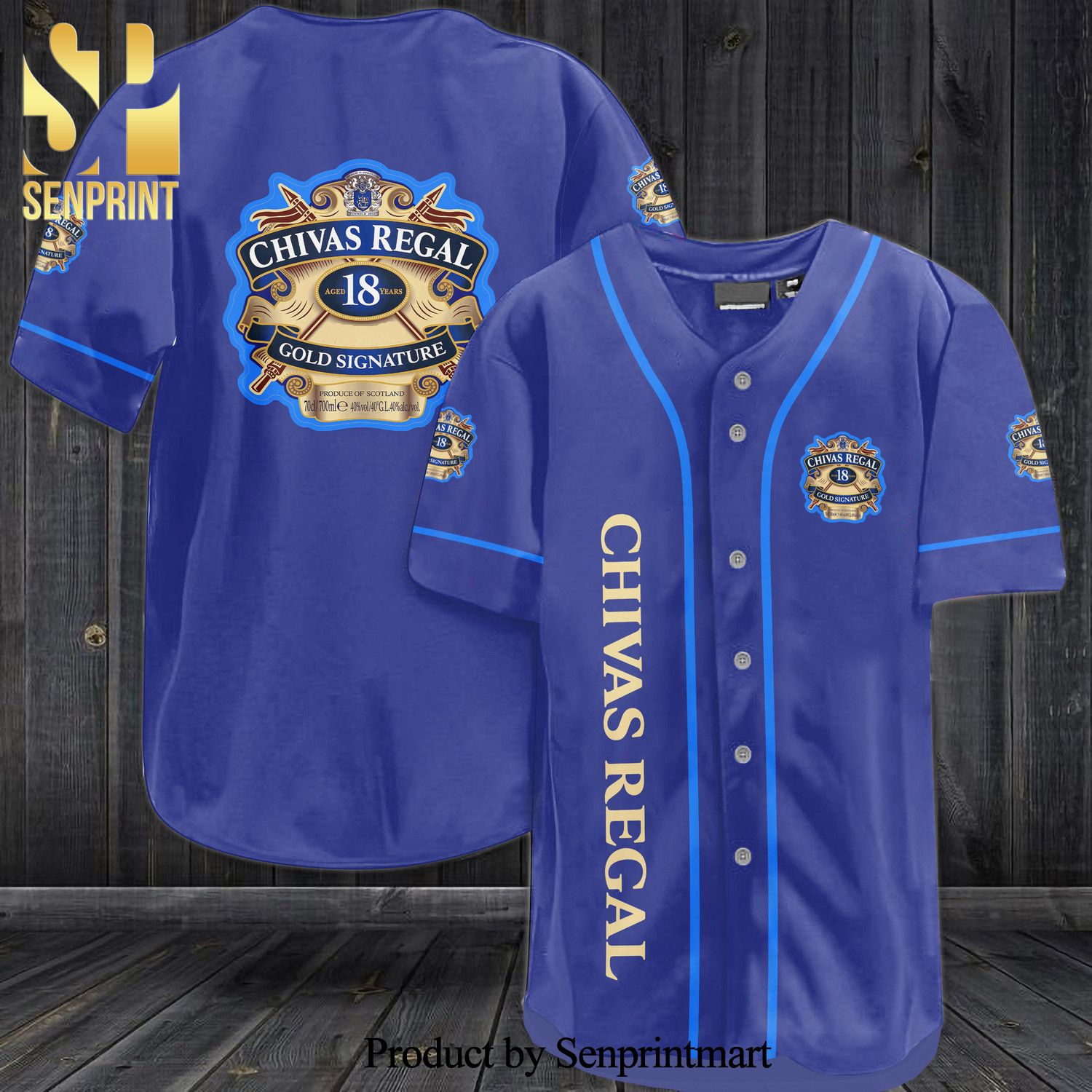 Chivas Regal Logo All Over Print Unisex Baseball Jersey – Blue