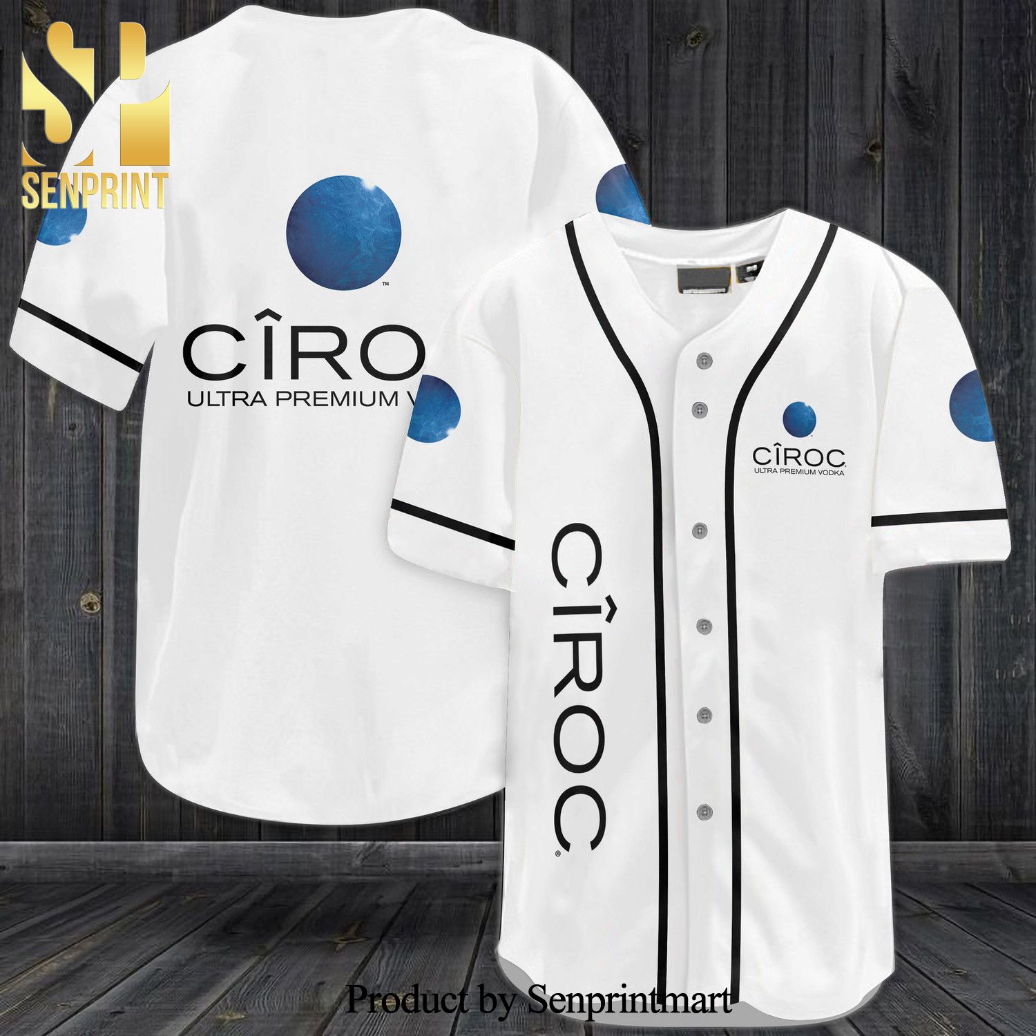 Ciroc Ultra Premium Vodka All Over Print Baseball Jersey – White