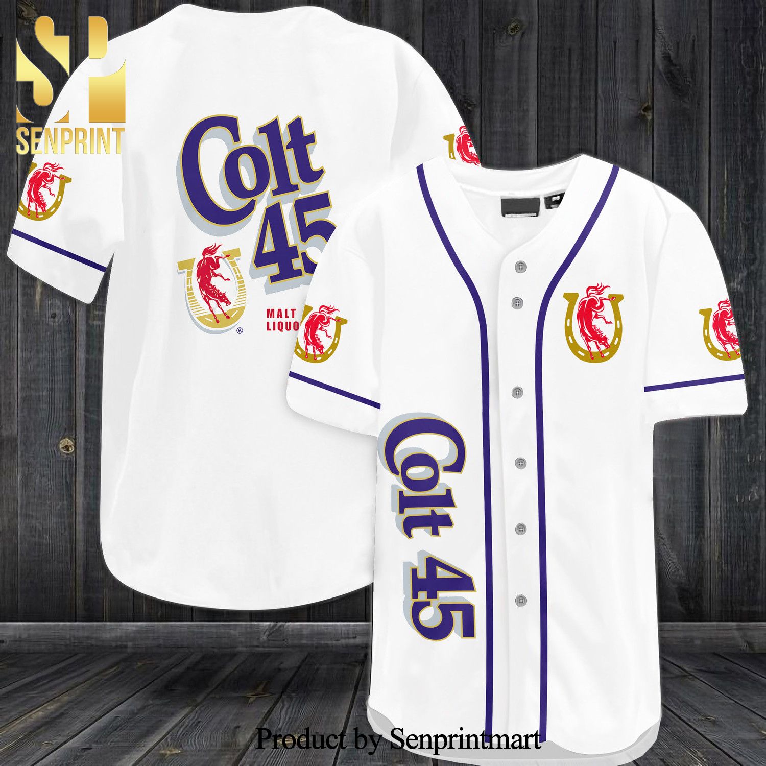 Colt 45 Malt Liquor All Over Print Baseball Jersey – White