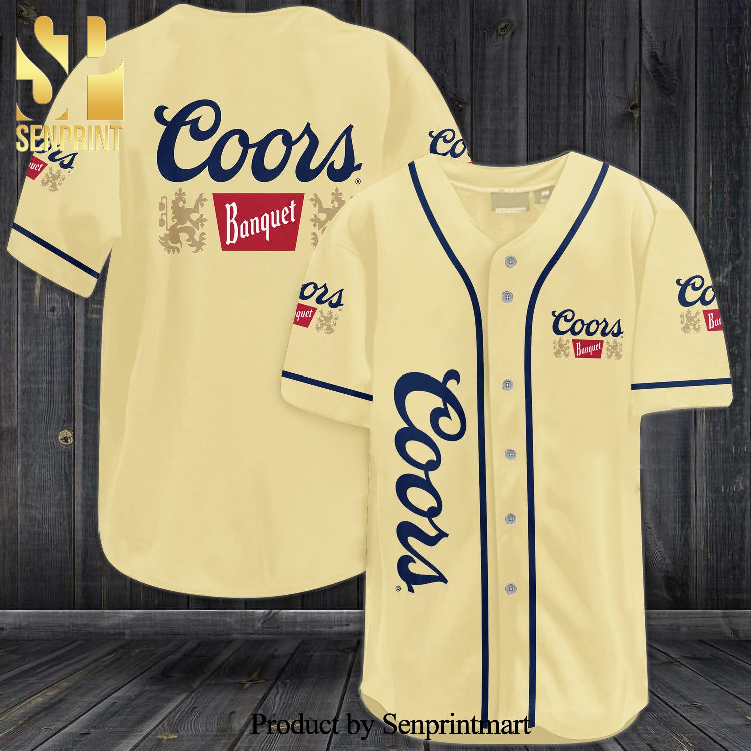 Coors Banquet All Over Print Baseball Jersey – Beige
