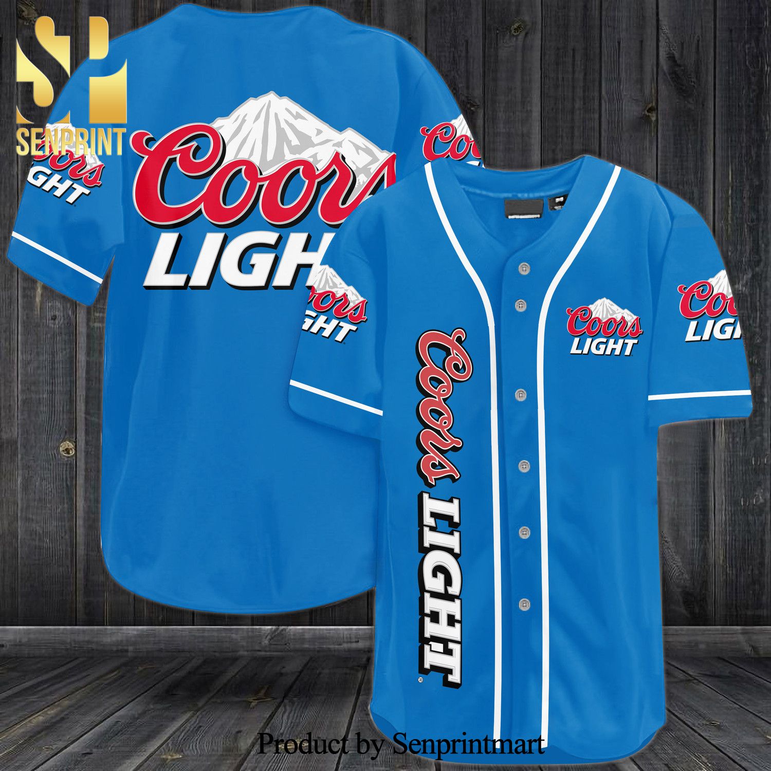 Coors Light All Over Print Baseball Jersey – Blue