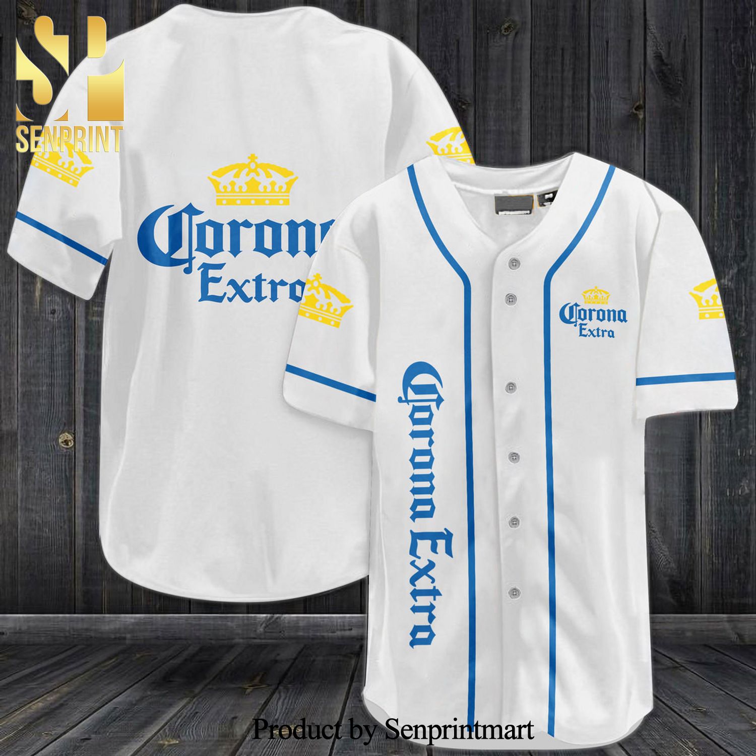 Corona Extra All Over Print Baseball Jersey – White