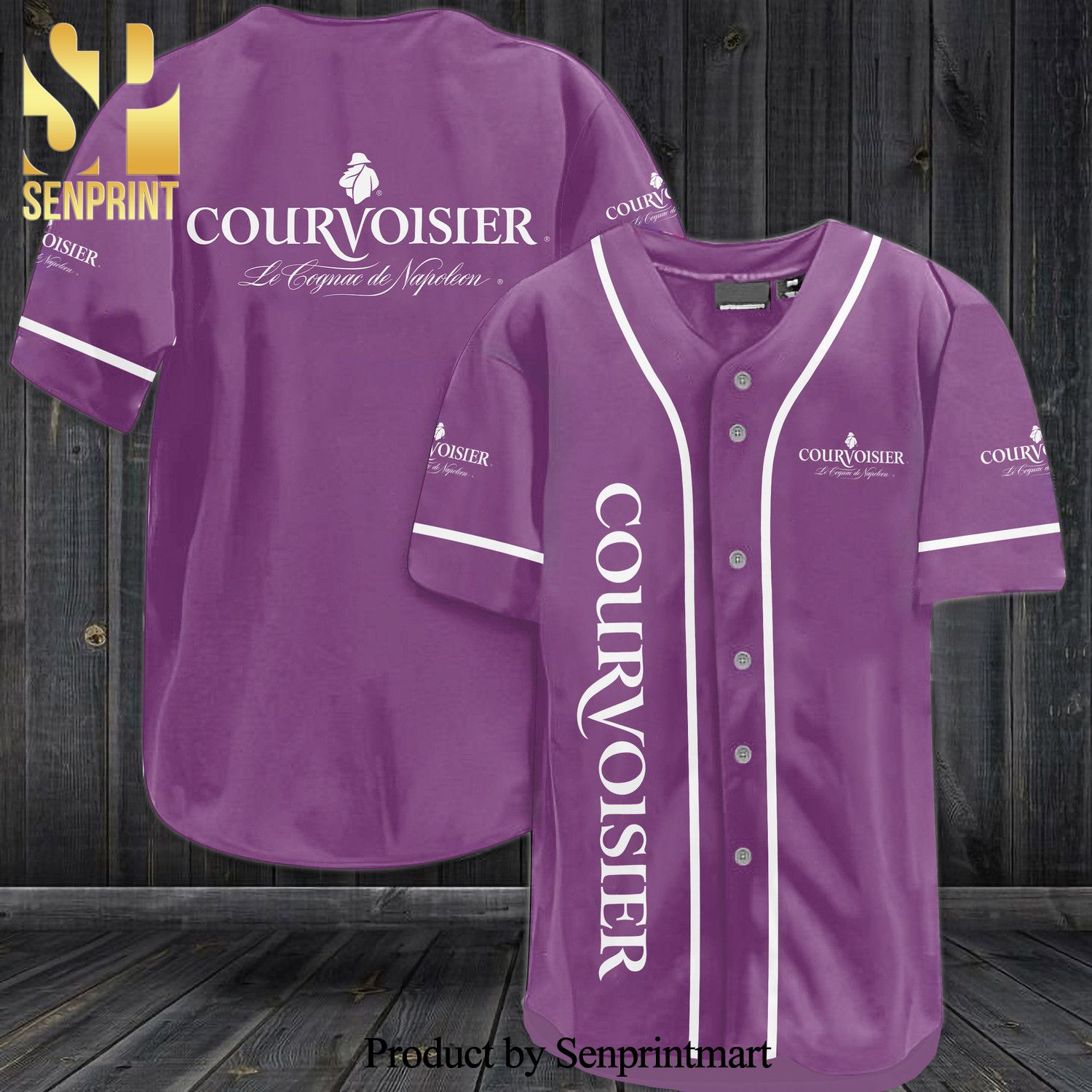 Courvoisier Cognac All Over Print Unisex Baseball Jersey – Purple