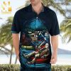 Horror Characters Cartoon Graphics Palm Leaves Full Printing Hawaiian Shirt – Black