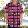 Horror Characters Cartoon Graphics Palm Leaves Full Printing Hawaiian Shirt – Black