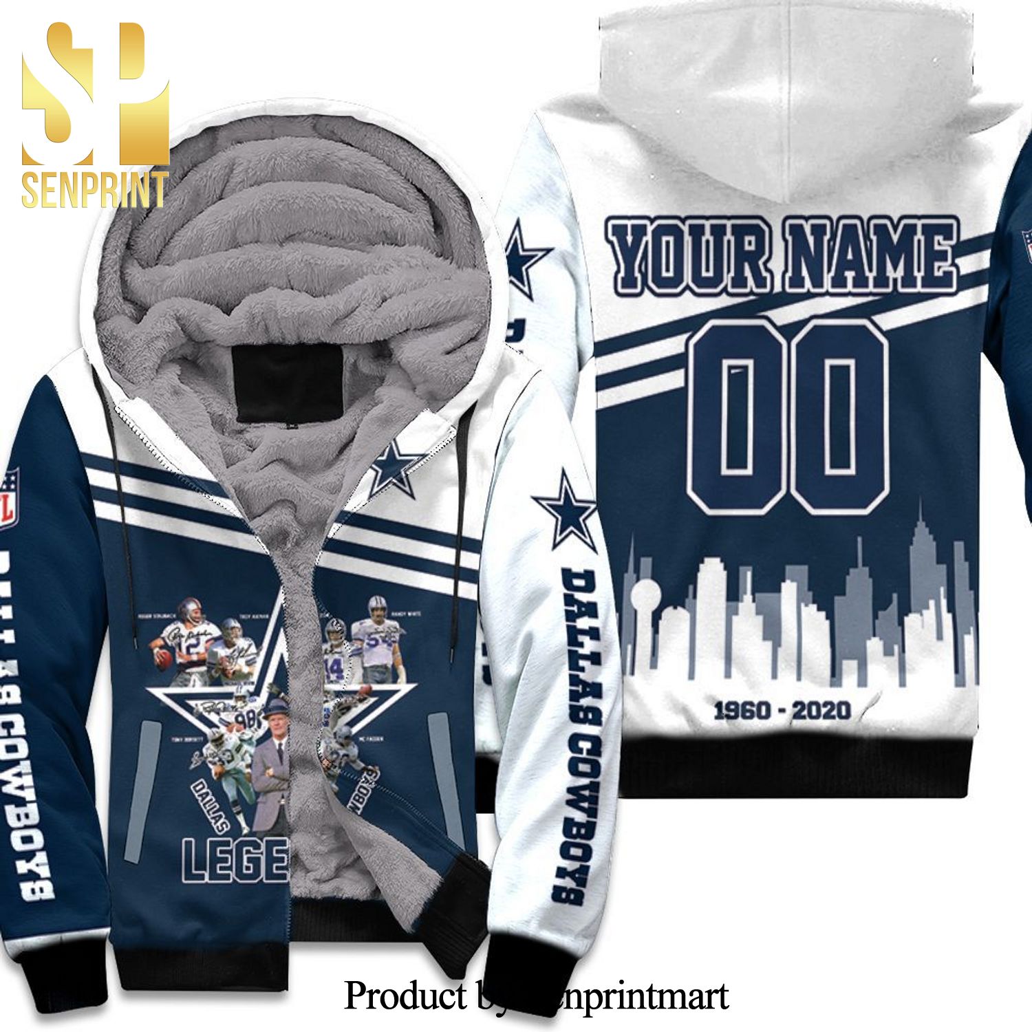 Dallas Cowboys Legends Signature 60th Anniversary Hot Outfit Unisex Fleece Hoodie