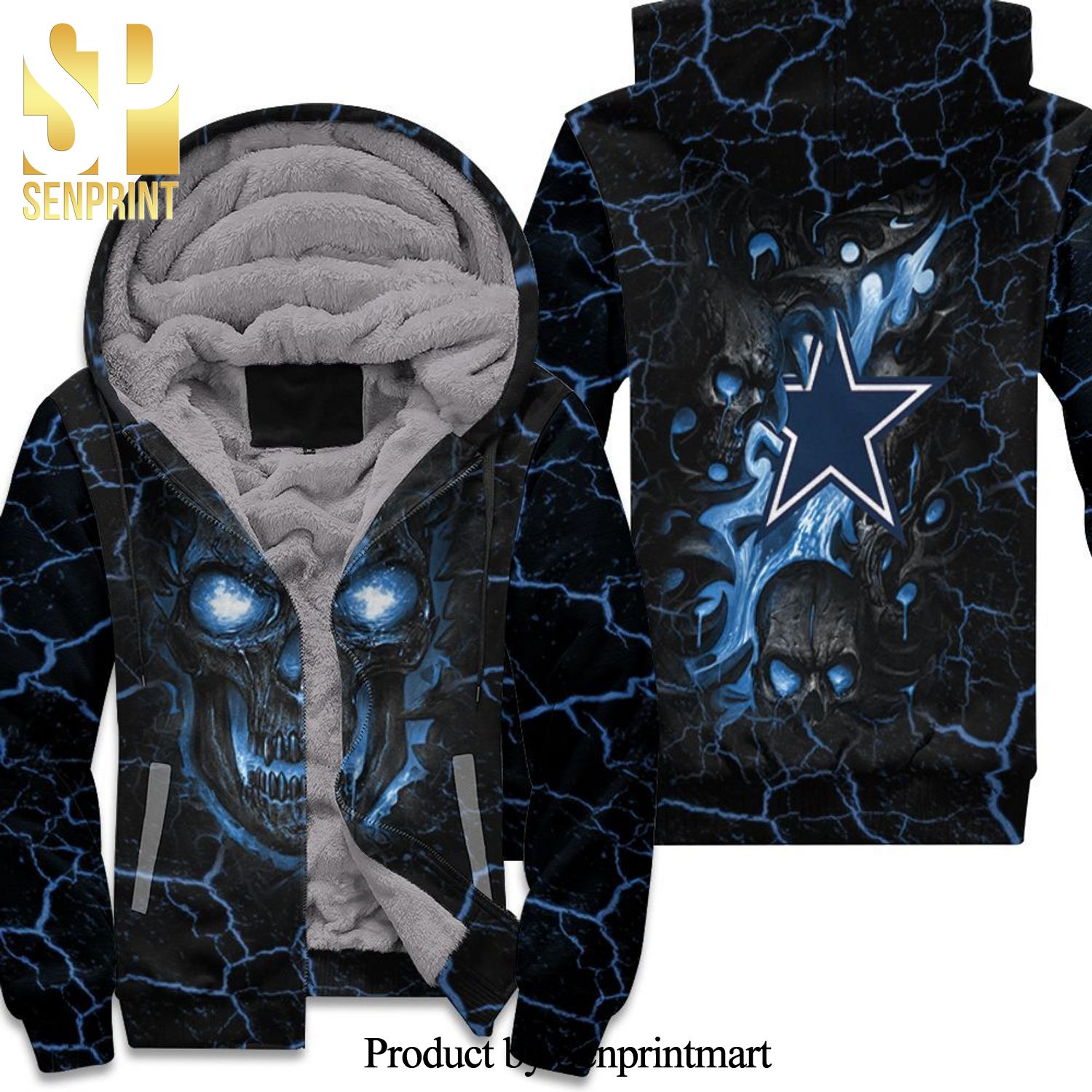 Dallas Cowboys Skull Hot Outfit All Over Print Unisex Fleece Hoodie