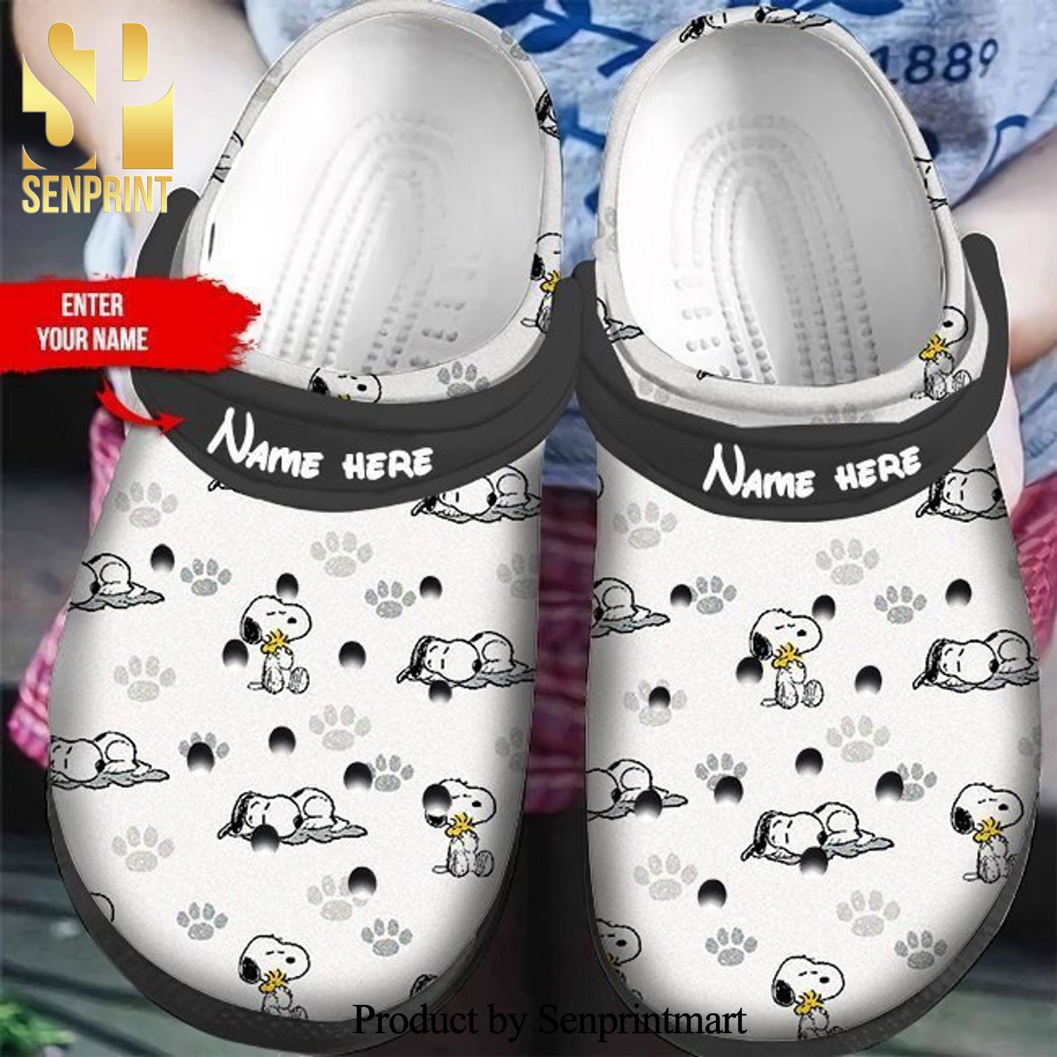 Snoopy And Woodstock Peanuts Gift For Fan Classic Water Full Printing Crocs Crocband Adult Clogs