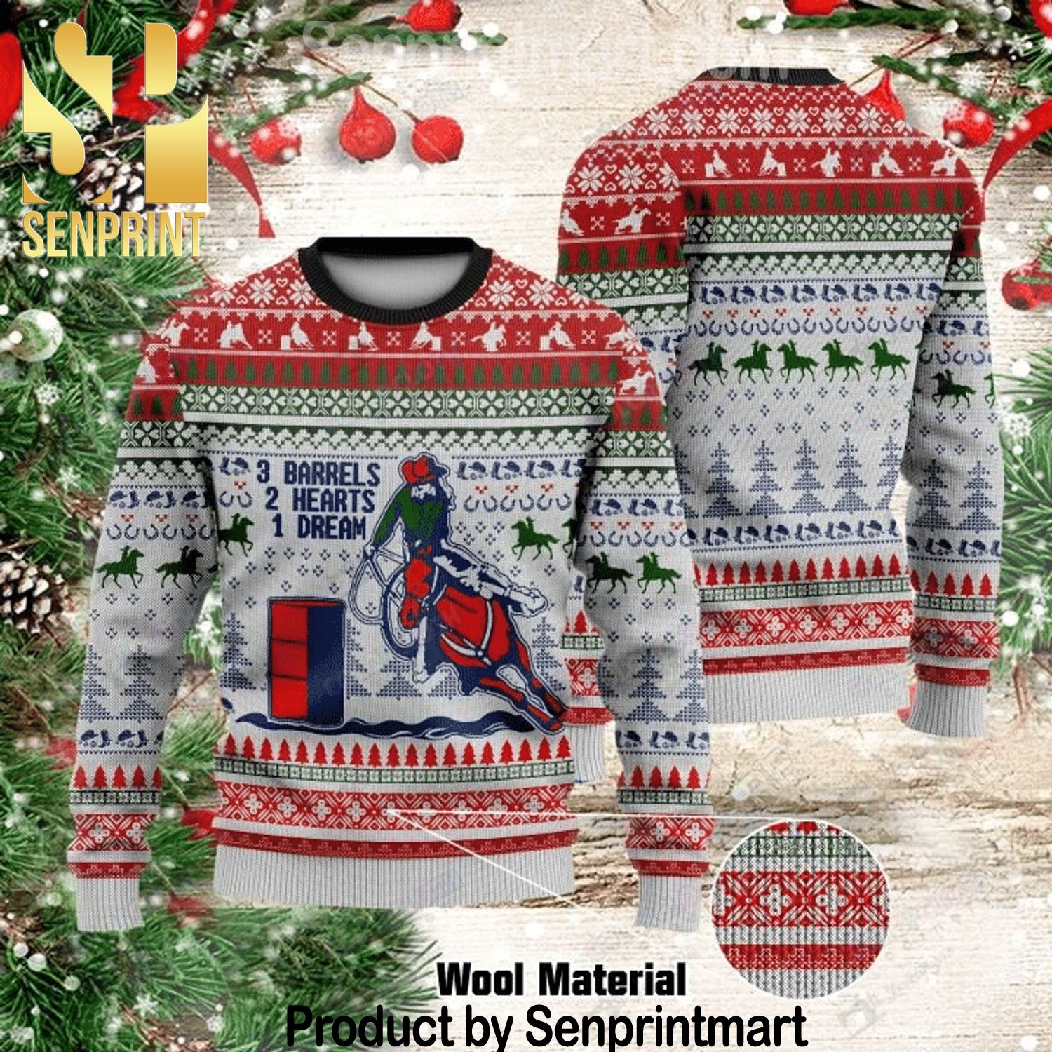 Barrel Racing Holiday Gifts Wool Knitting Sweater