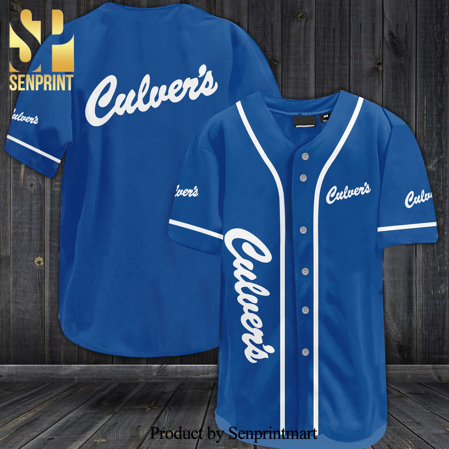 Culver’s All Over Print Baseball Jersey – Blue