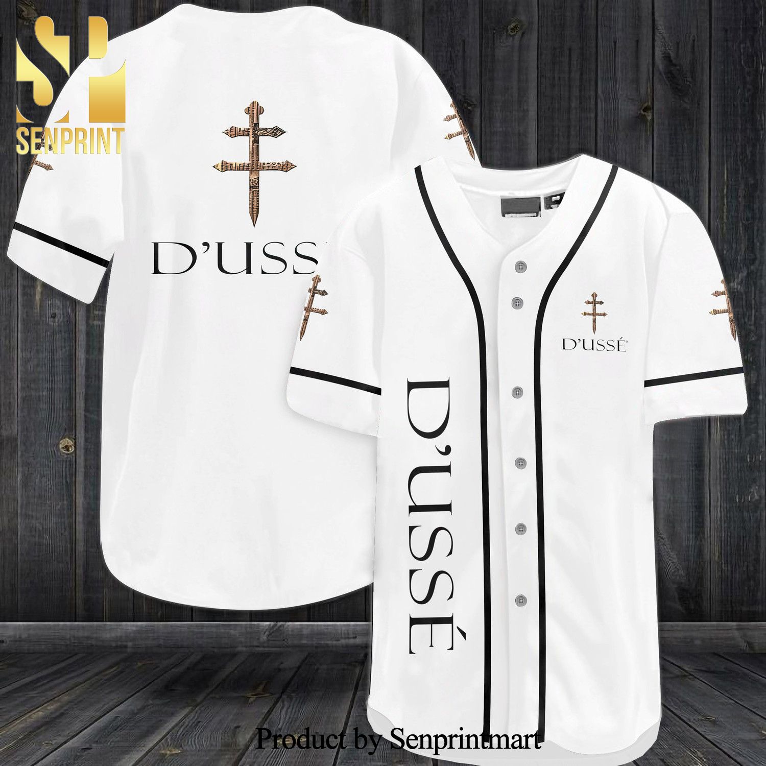 D’Usse All Over Print Unisex Baseball Jersey – White
