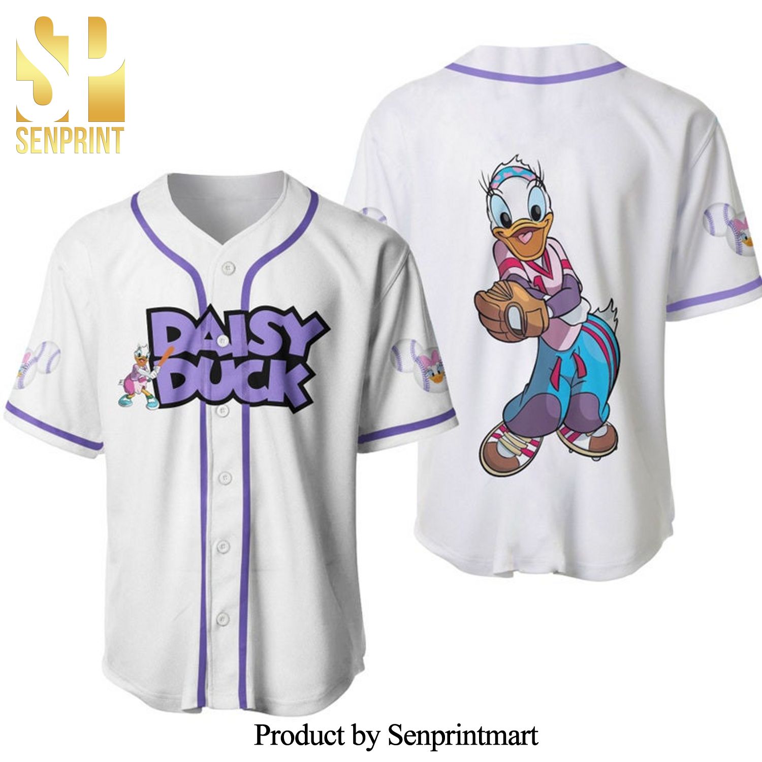 Daisy Duck Disney Cartoon Graphics All Over Print Unisex Baseball Jersey -  White - Senprintmart Store