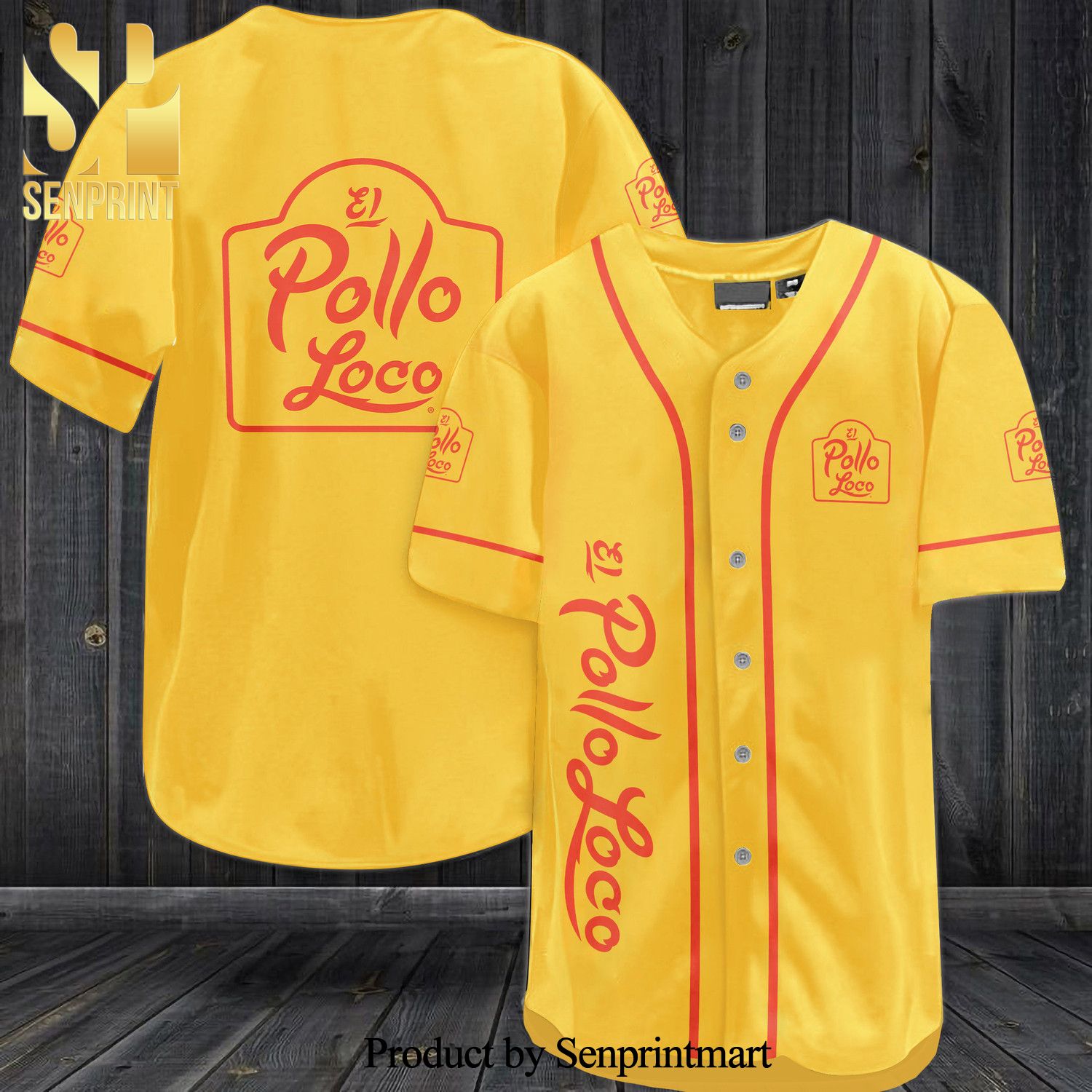 El Pollo Loco All Over Print Baseball Jersey – Yellow