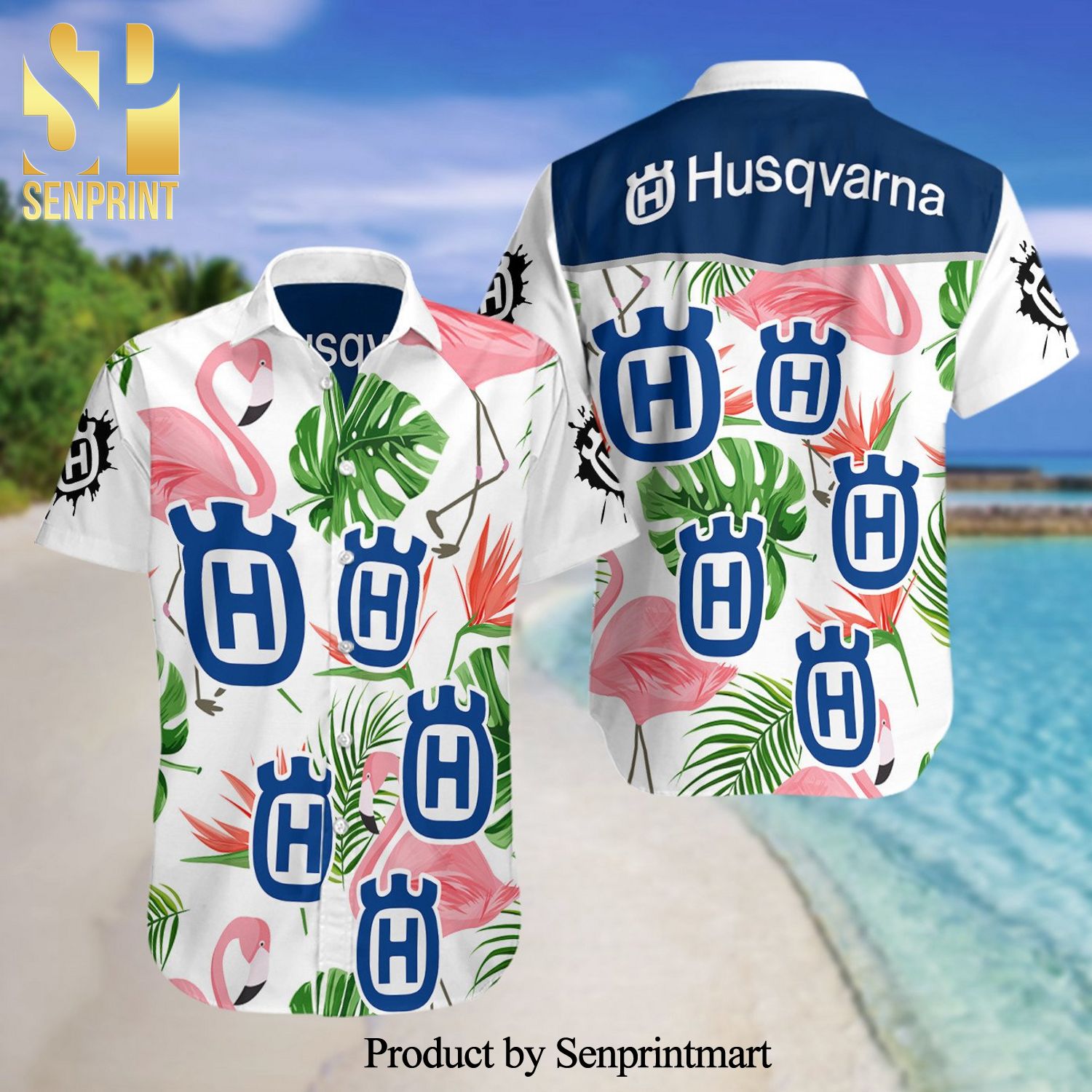 Husqvarna MotoGP Racing Full Printing Summer Short Sleeve Hawaiian Beach Shirt