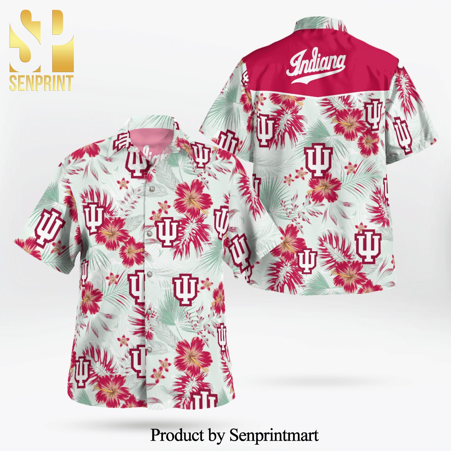 Indiana Hoosiers Full Printing Flowery Aloha Summer Beach Hawaiian Shirt