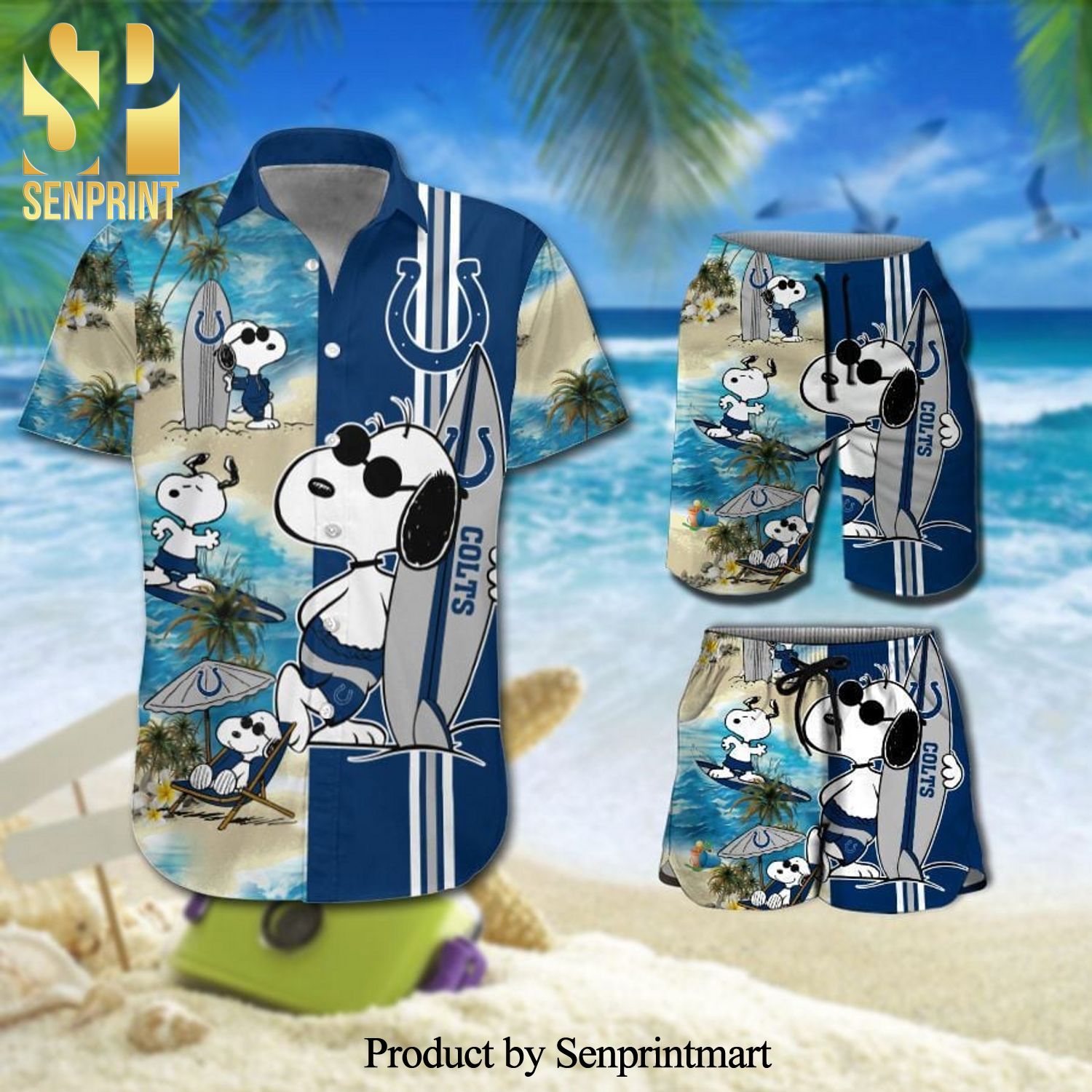 Indianapolis Colts Snoopy Full Printing Hawaiian Shirt And Beach Shorts