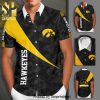 Iowa Hawkeyes Full Printing Flowery Short Sleeve Dress Shirt Hawaiian Summer Aloha Beach Shirt – Black