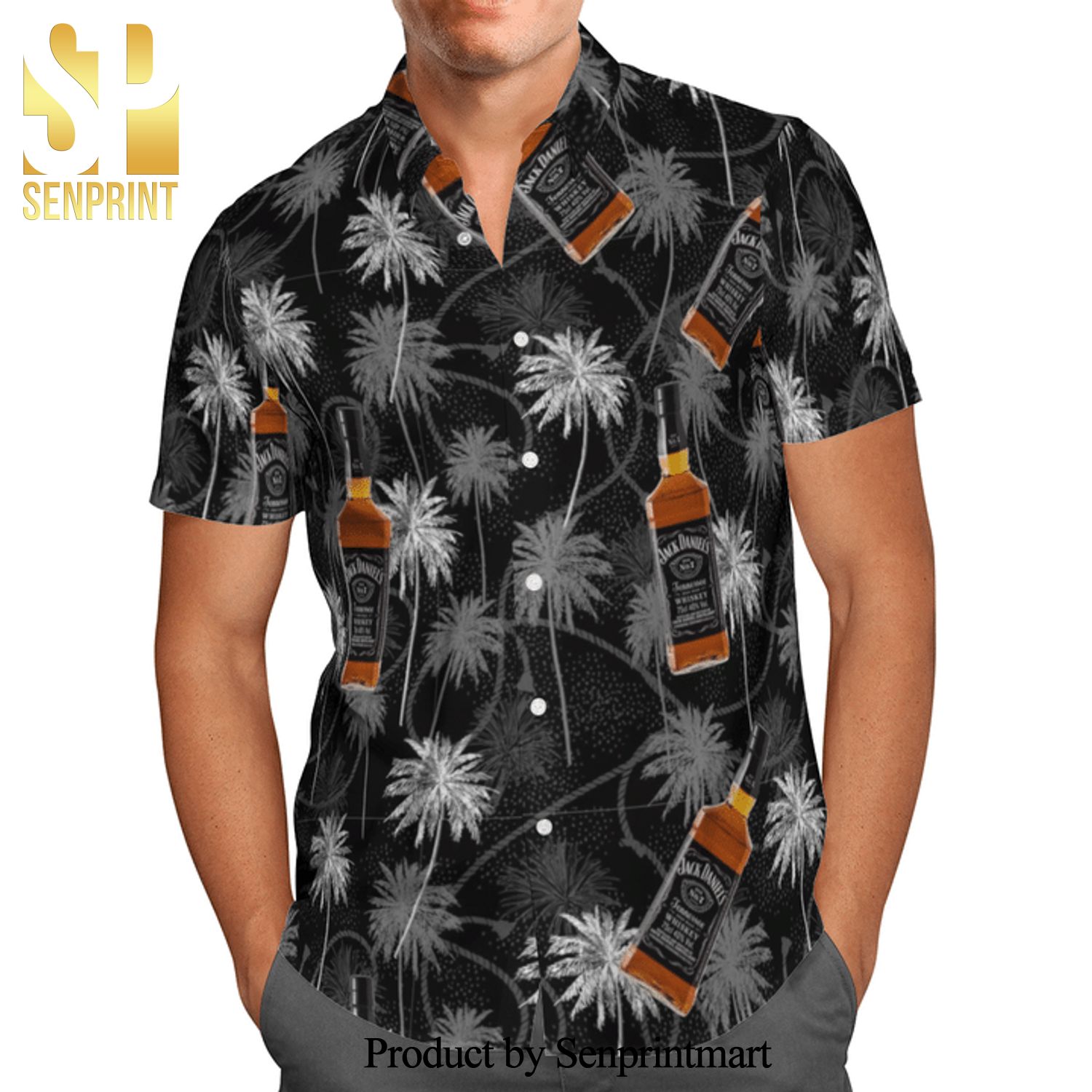 Jack Daniel’s Old No 7 Tennessee Whiskey Full Printing Aloha Summer Beach Hawaiian Shirt – Black