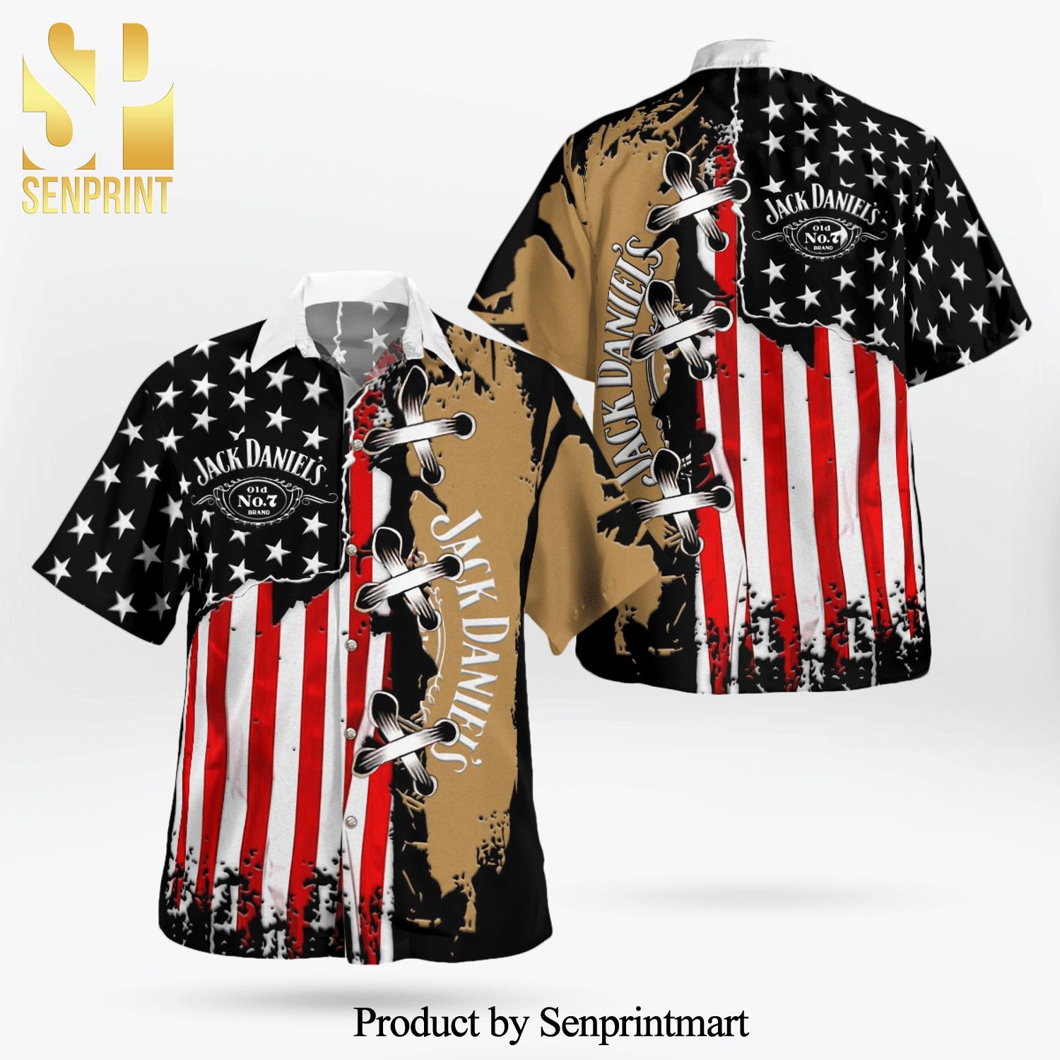 Jack Daniel’s Whiskey Full Printing Hawaiian Shirt – American Flag Color