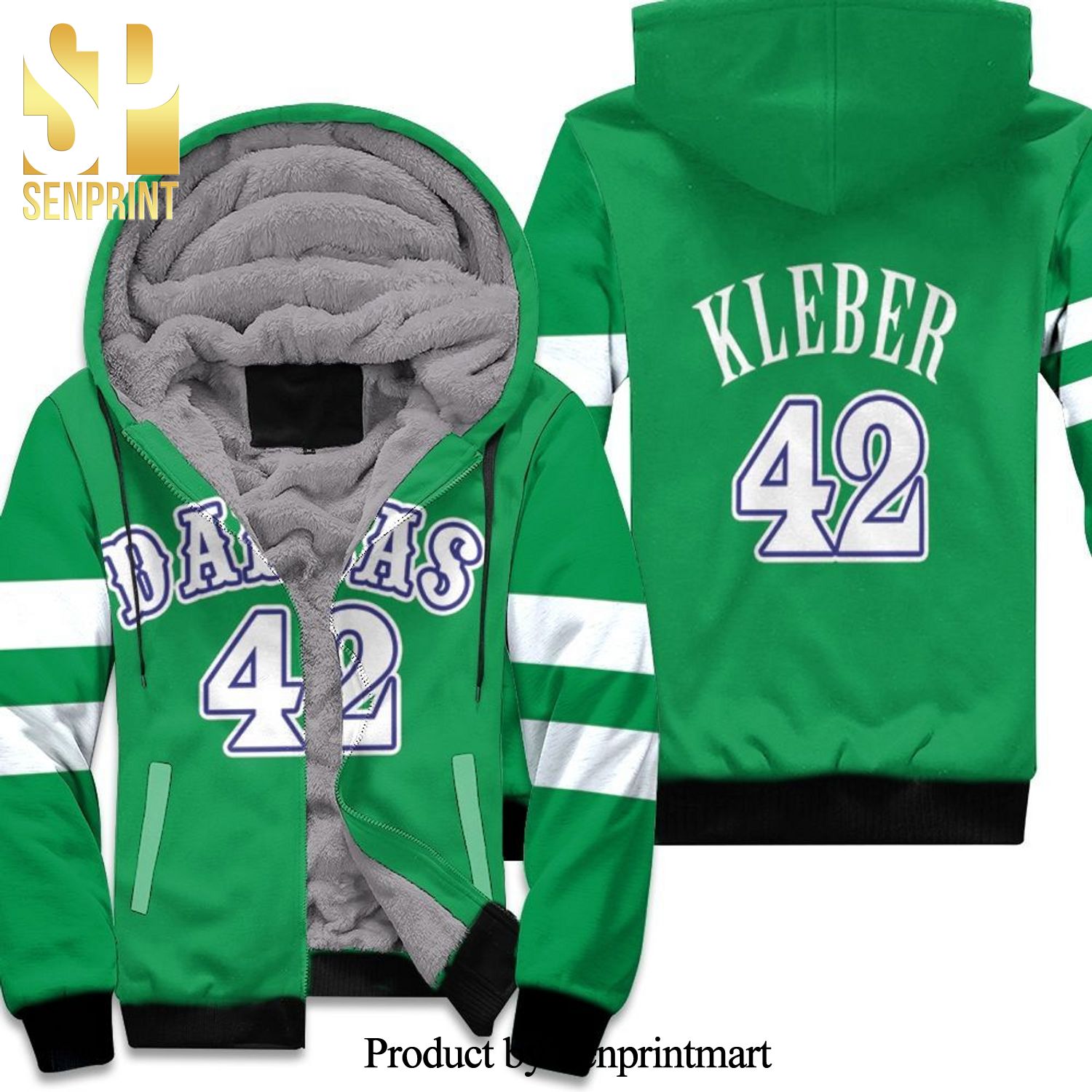 Dallas Mavericks Maxi Kleber 42 2020 Nba Green Hot Version Unisex Fleece Hoodie