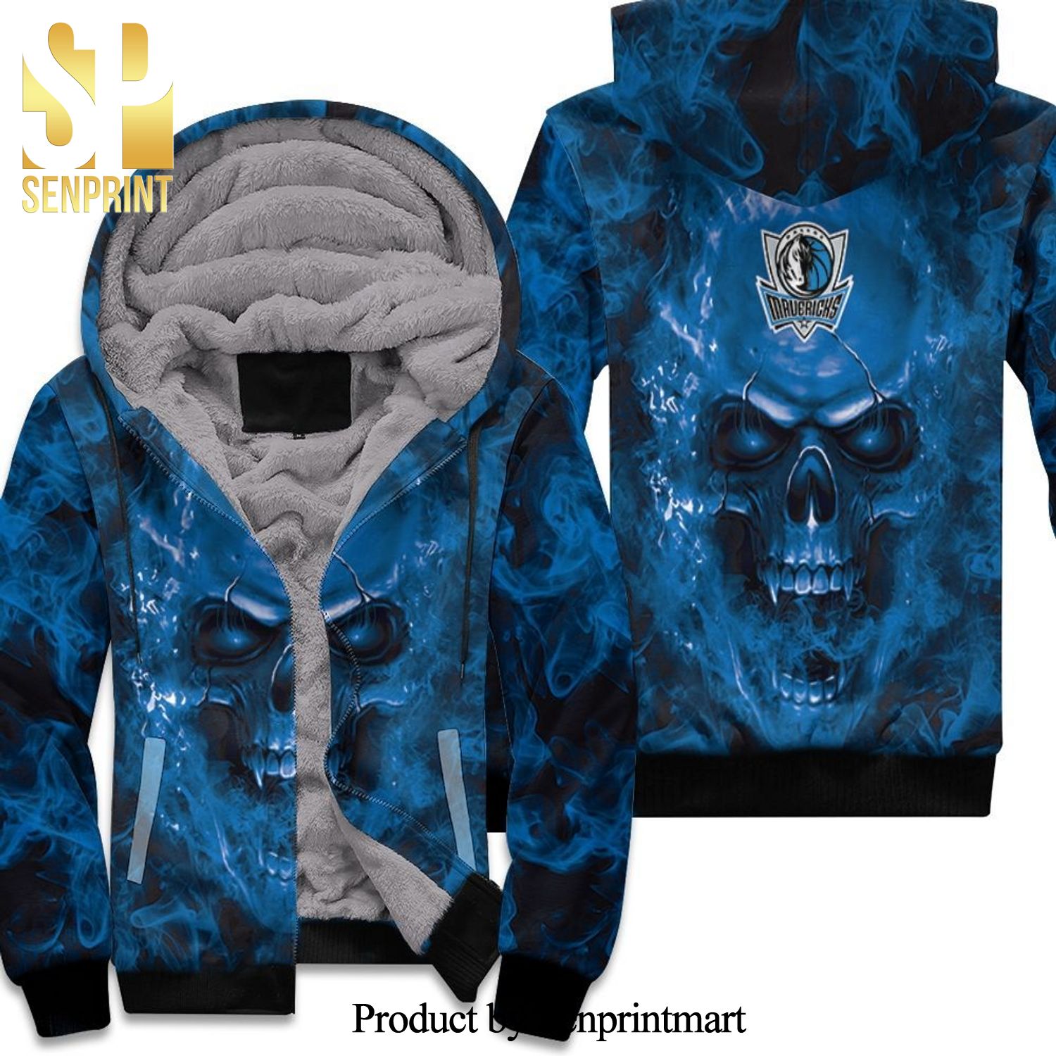 Dallas Mavericks Nba Fans Skull New Outfit Unisex Fleece Hoodie