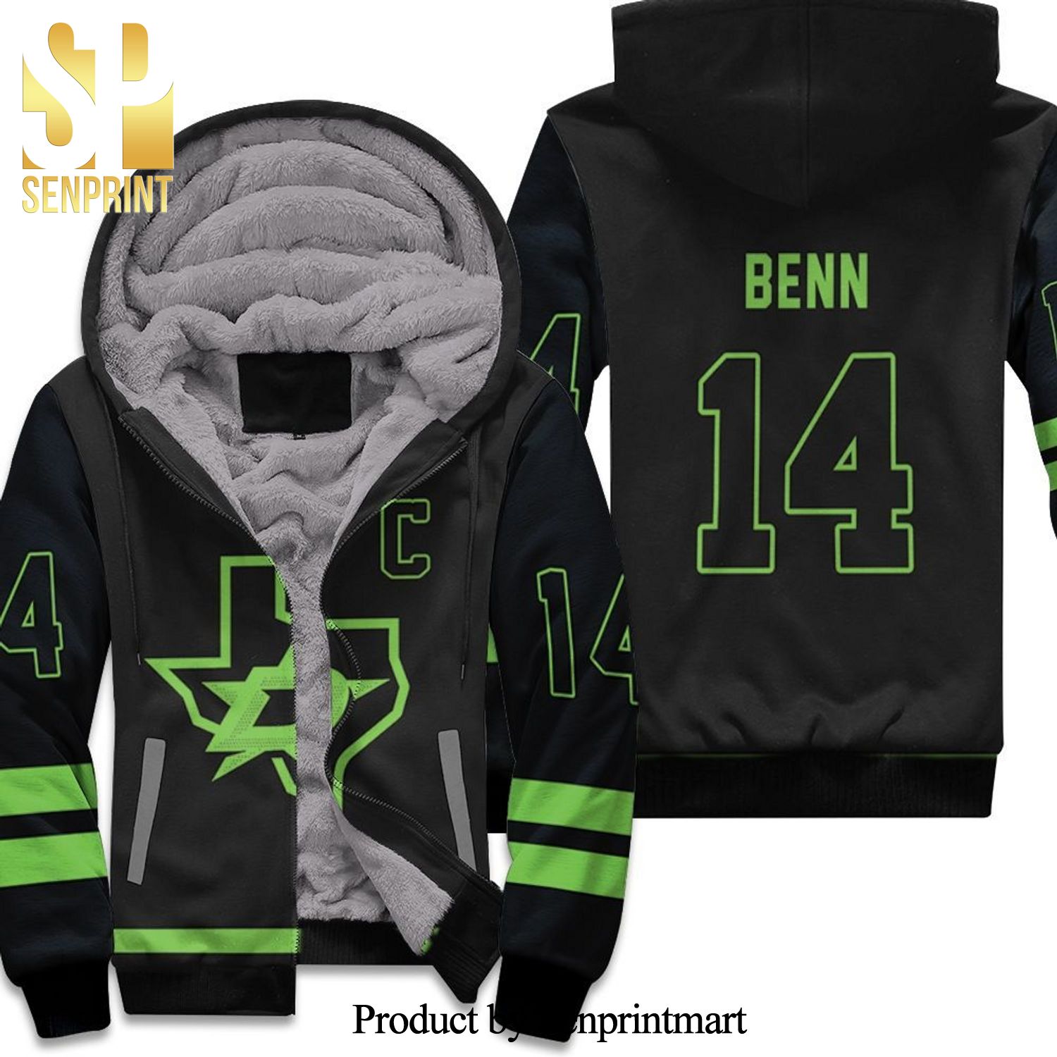 Dallas Stars Jamie Benn Nhl 2020 Black Inspired High Fashion Unisex Fleece Hoodie