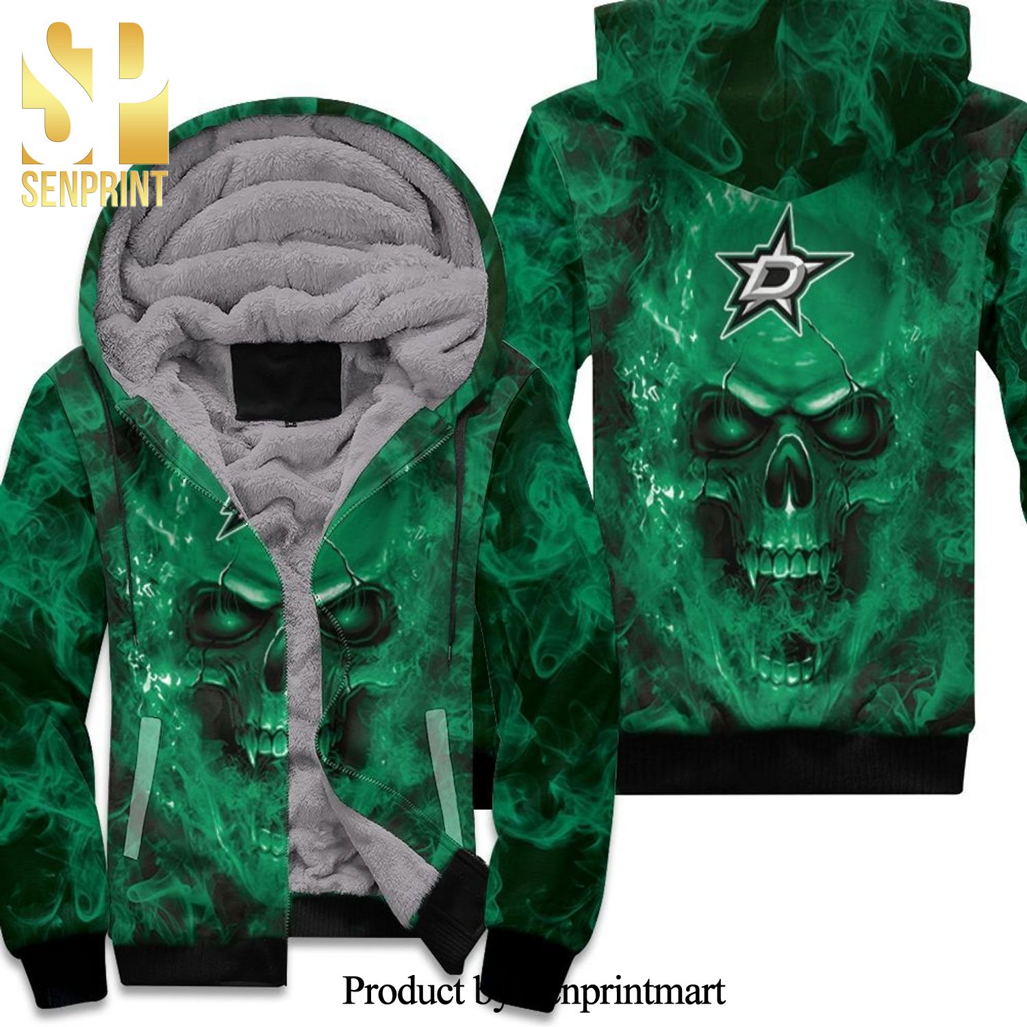 Dallas Stars Nhl Fans Skull New Style Unisex Fleece Hoodie