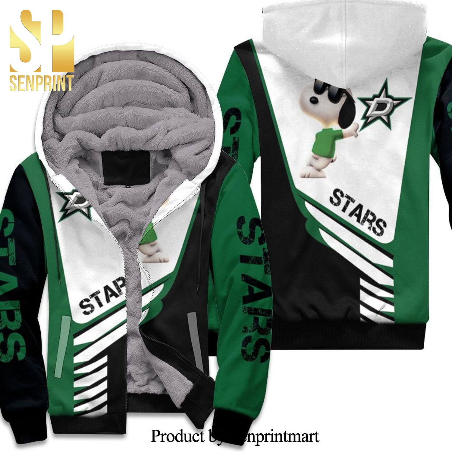 Dallas Stars Snoopy Awesome Outfit Unisex Fleece Hoodie