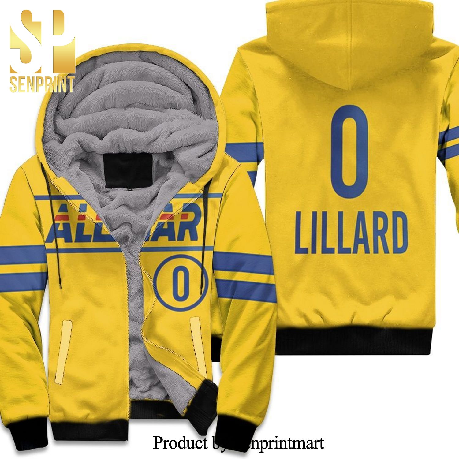 Damian Lillard Blazers All-star Western Conference Gold Inspired Style Cool Style Unisex Fleece Hoodie