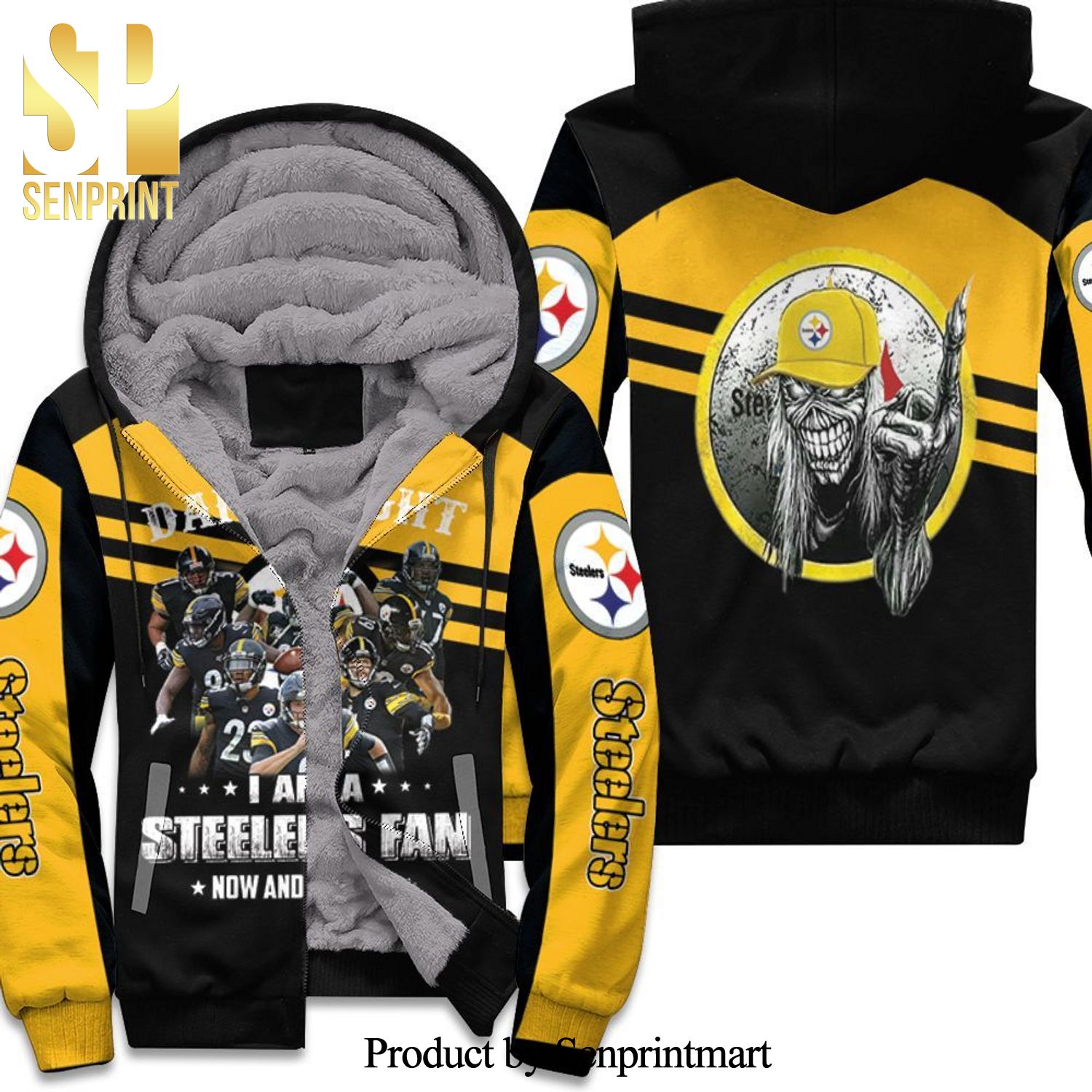 Damn Right I Am A Pittsburgh Steelers Fan Now And Forever Skull New Type Unisex Fleece Hoodie