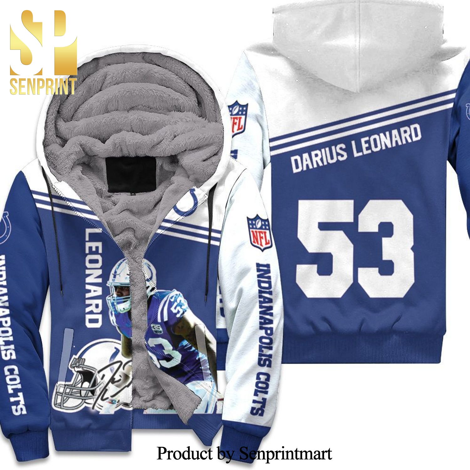 Darius Leonard Colts Best Combo All Over Print Unisex Fleece Hoodie