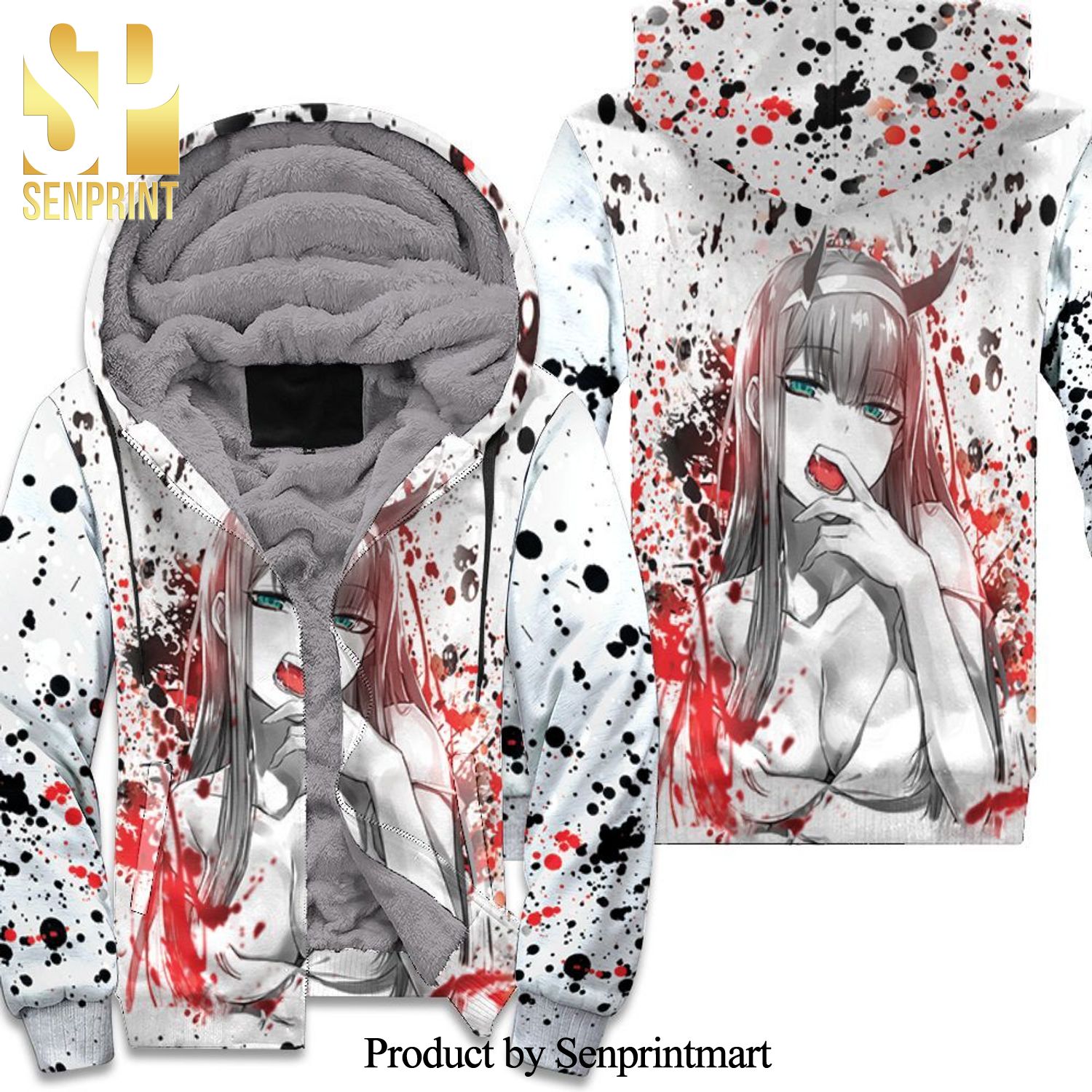 Darling In The Franxx Zero Two Hoodie Street Style All Over Print Unisex Fleece Hoodie